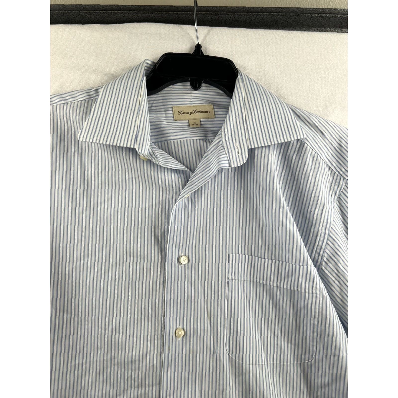 Tommy Bahama Tommy Bahama Button Down Shirt Mens 16 34-35 Blue White Stripe Long Sleeve Size US L / EU 52-54 / 3 - 2 Thumbnail