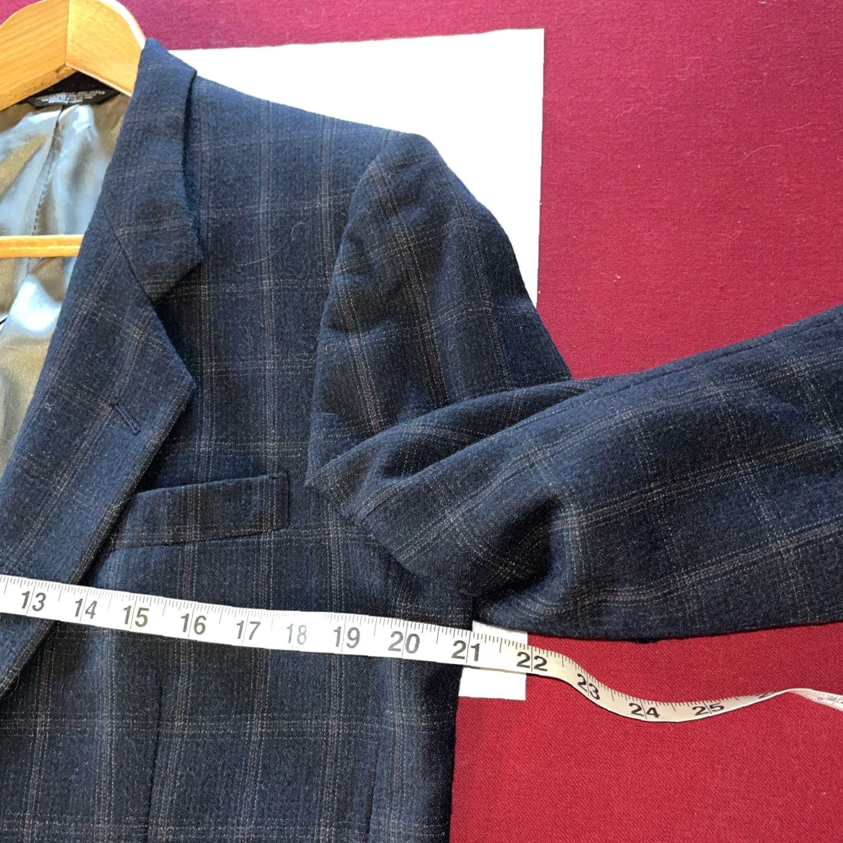 Vintage VINTAGE Nino Cerruti Paris BLAZER Blue Wool Rue Royale TWEED 2 Button Front Sport Jacket 42R Blue Wide Plaid Mens Blazer Size 42R - 7 Thumbnail