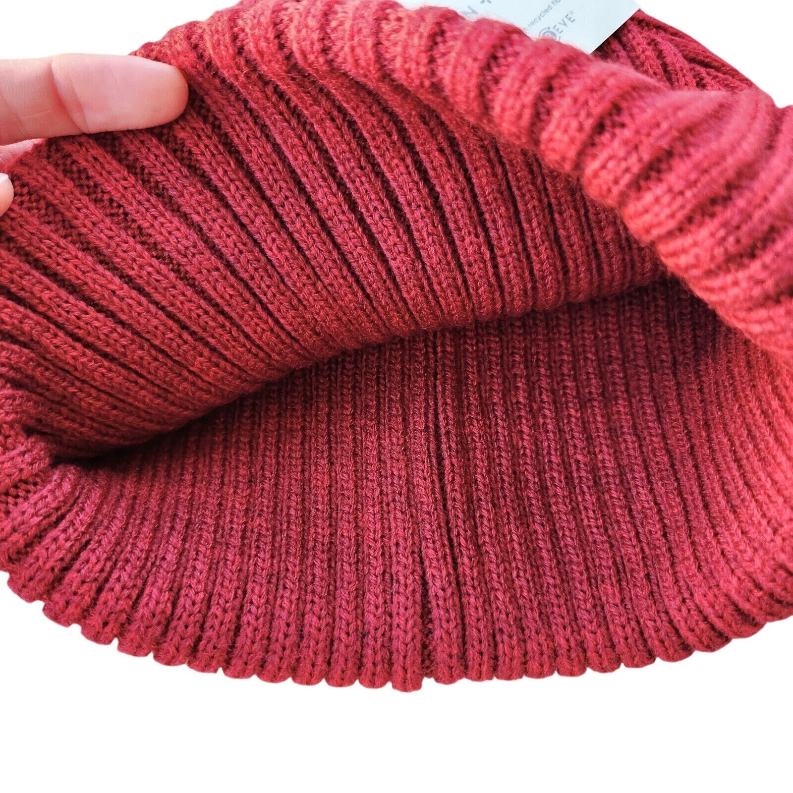 The Unbranded Brand Sun + Stone Men's Burgundy Double Knit Beanie Hat One Size Size ONE SIZE - 3 Thumbnail