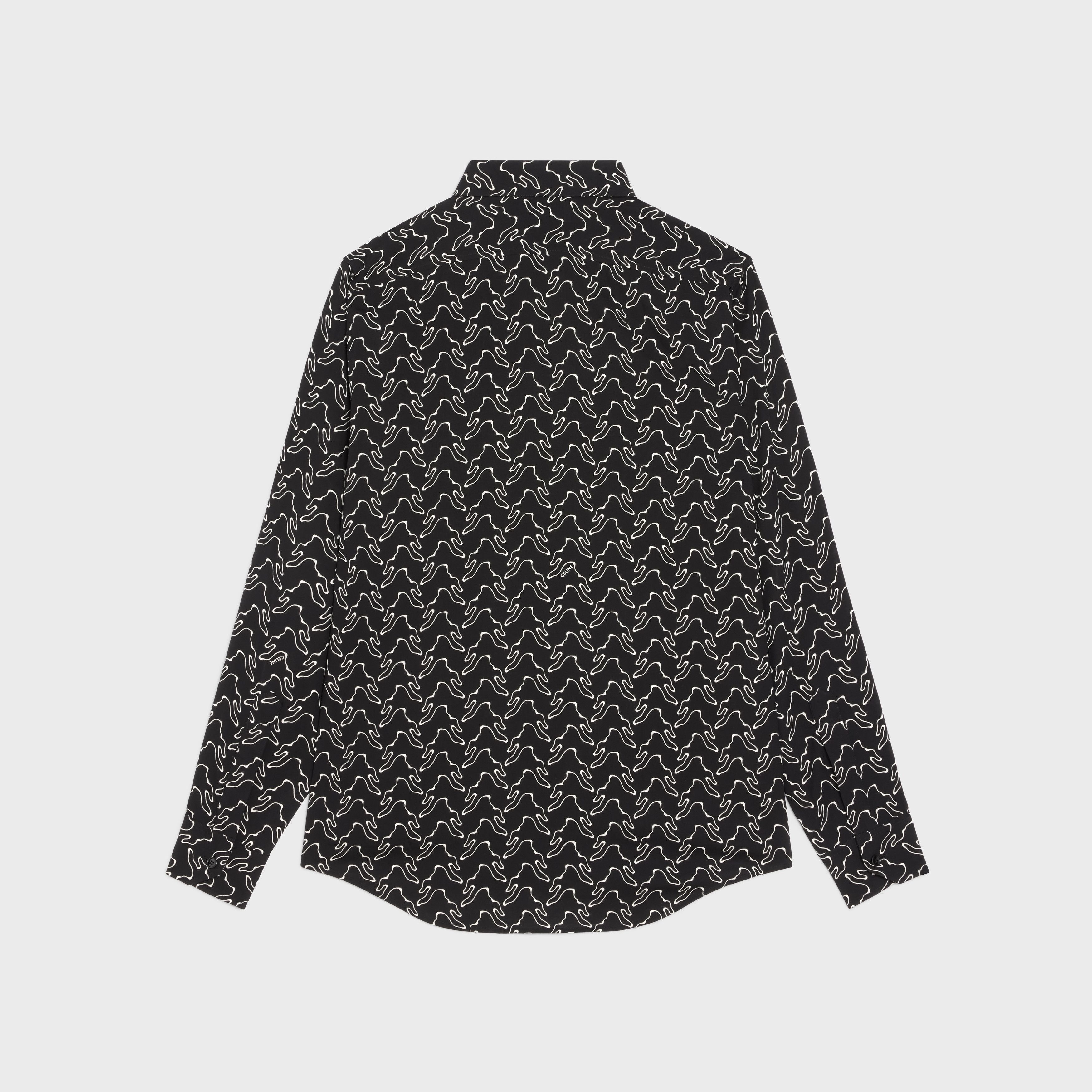 Celine o1w1db10724 Losse Shirt in Printed Viscose in Black/White Size US XXS / EU 40 - 2 Thumbnail