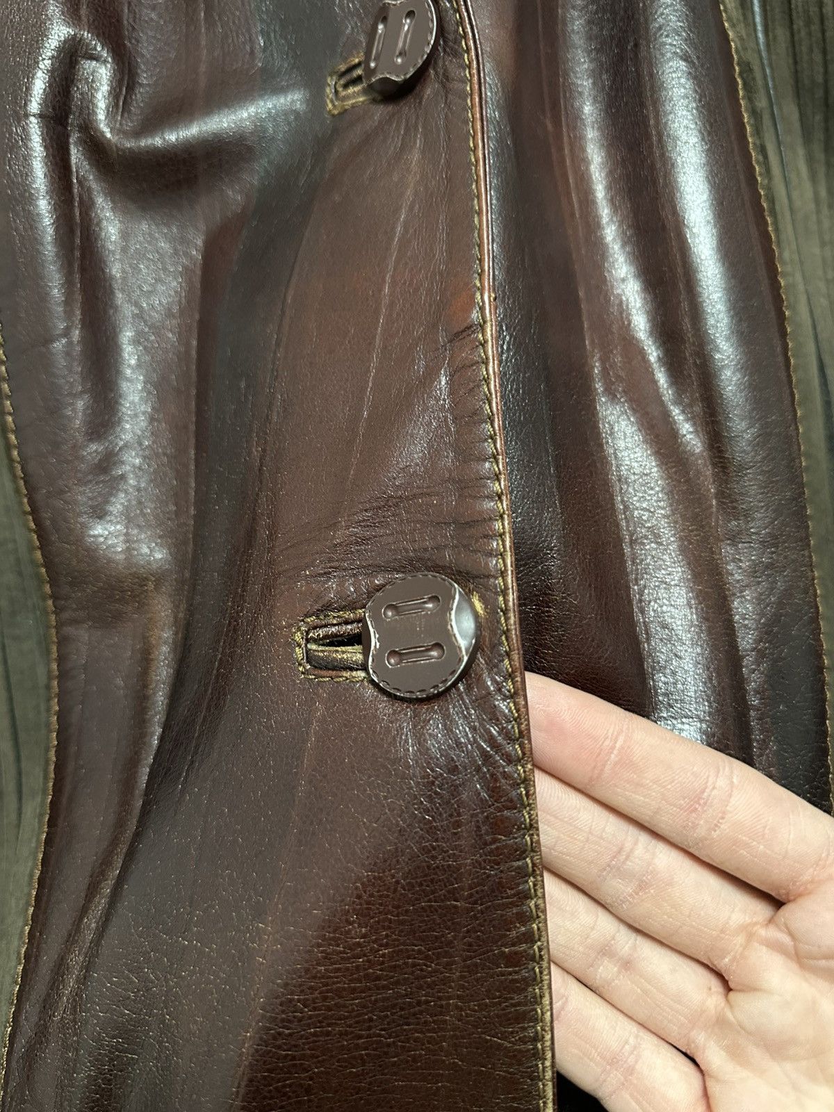 Vintage Vintage 90s Women’s Leather Trench Coat Der Nova L size Size L / US 10 / IT 46 - 8 Thumbnail