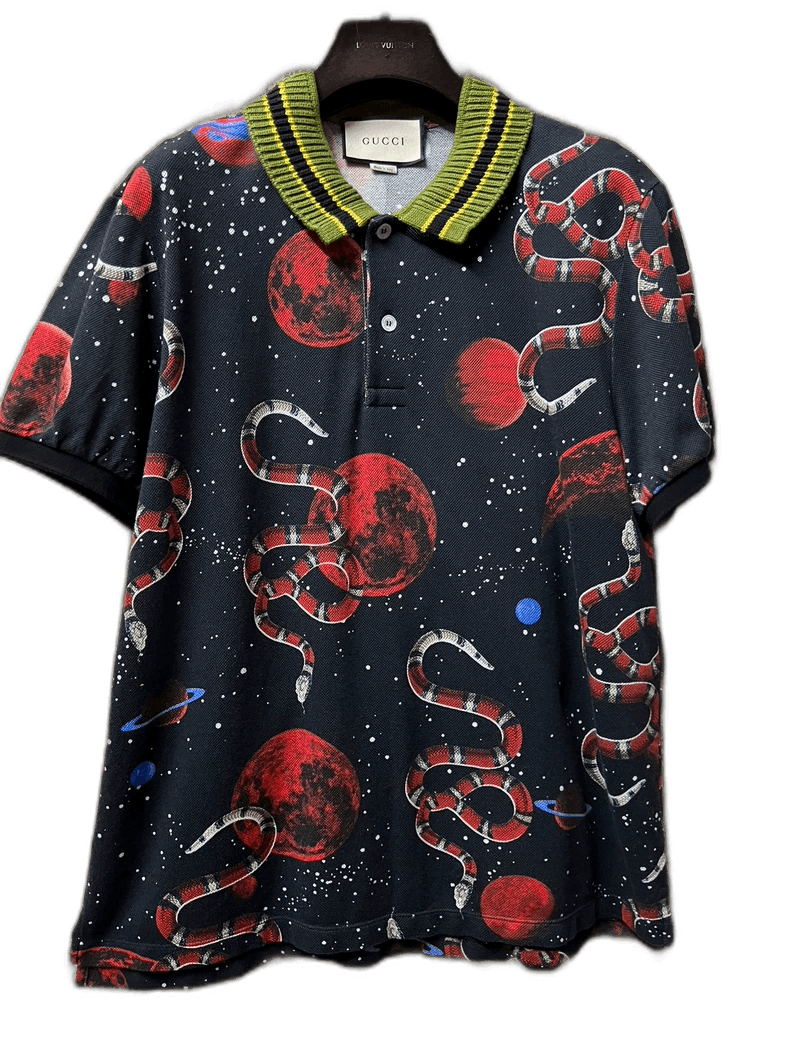 Gucci Gucci Men's Snake & Planets Print Polo Size US XL / EU 56 / 4 - 1 Thumbnail