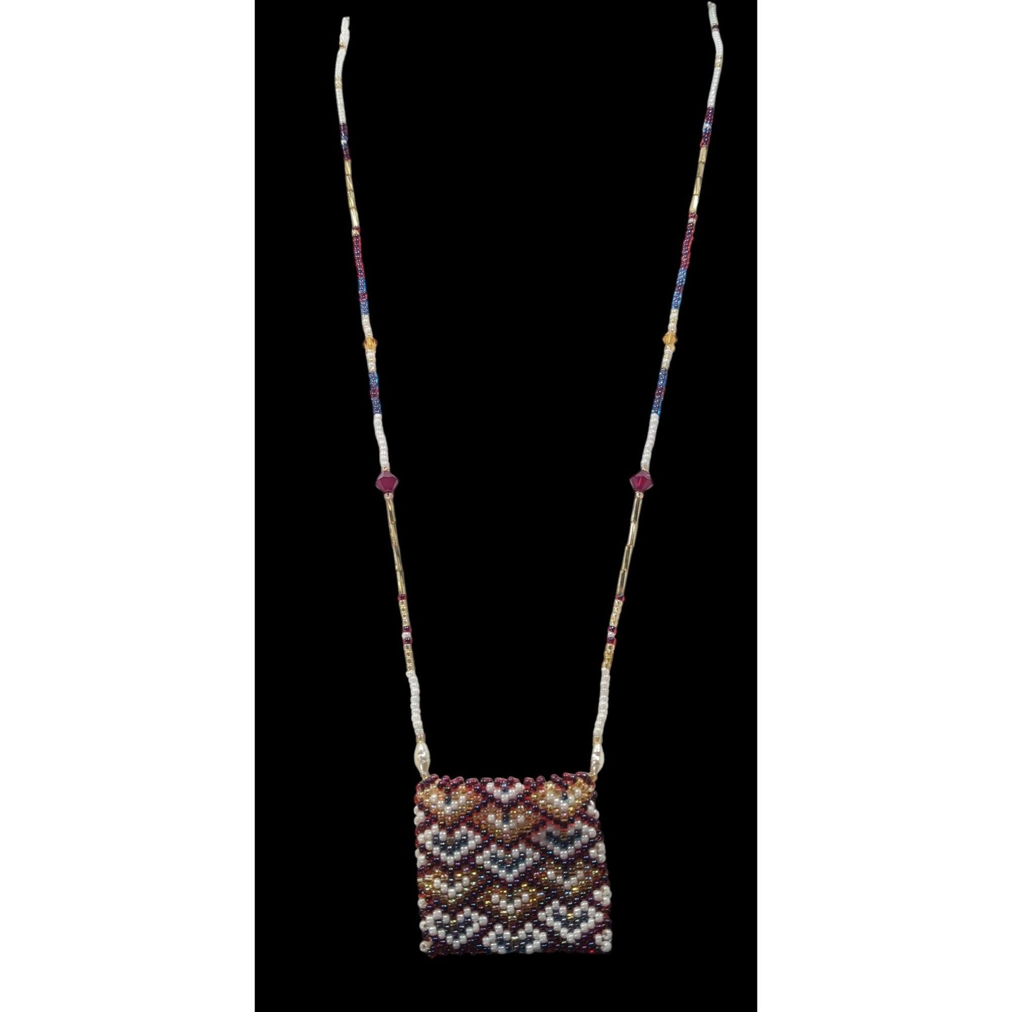 Other Hand Beaded Glass Amulet Bag Necklace With Heart Pattern Size ONE SIZE - 2 Thumbnail