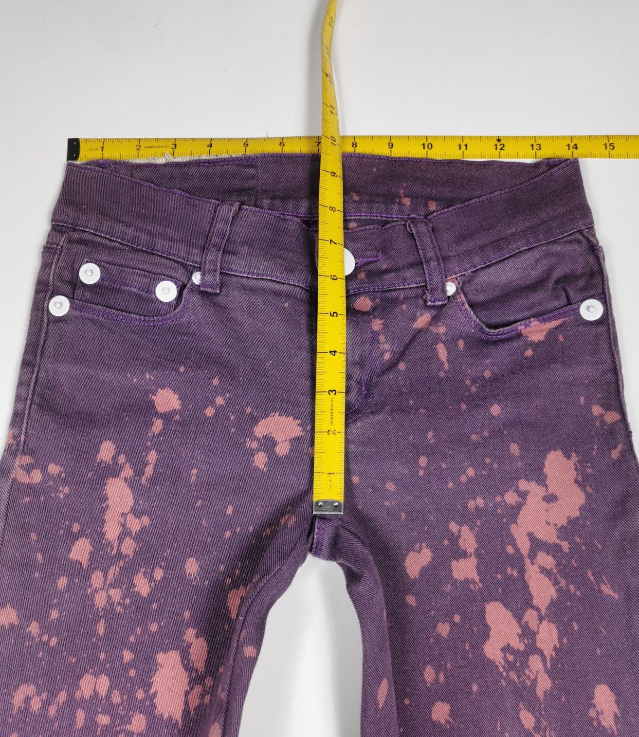 If Six Was Nine Bootcut Flare Bleach Splatter Qcoco Happy Valley Purple Jean Size US 28 / EU 44 - 11 Thumbnail