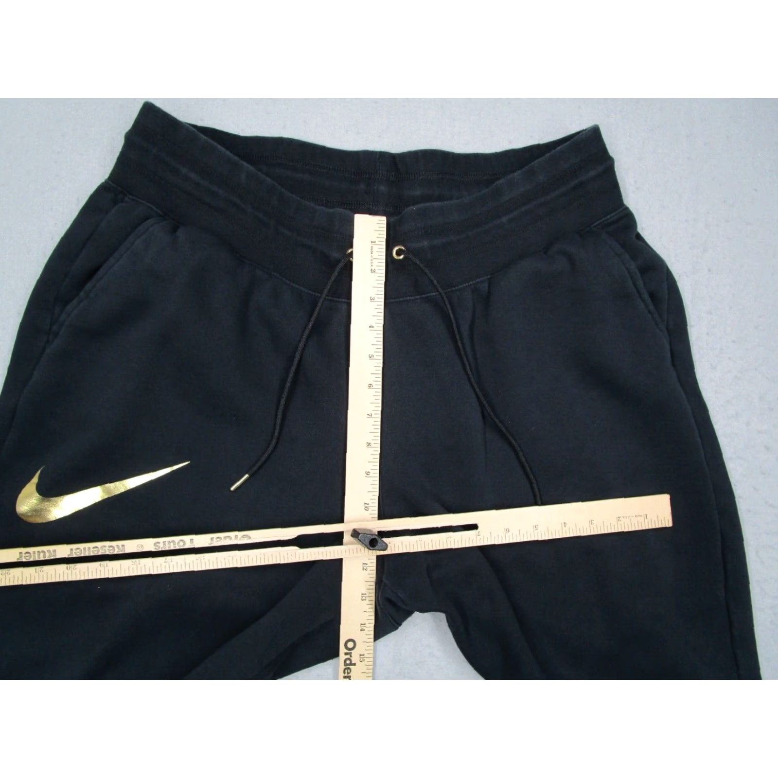 Nike Nike Jogger Women 1X Black Sportswear Fleece Shine Gold Athleisure Workout Pants Size 30" / US 8 / IT 44 - 3 Thumbnail