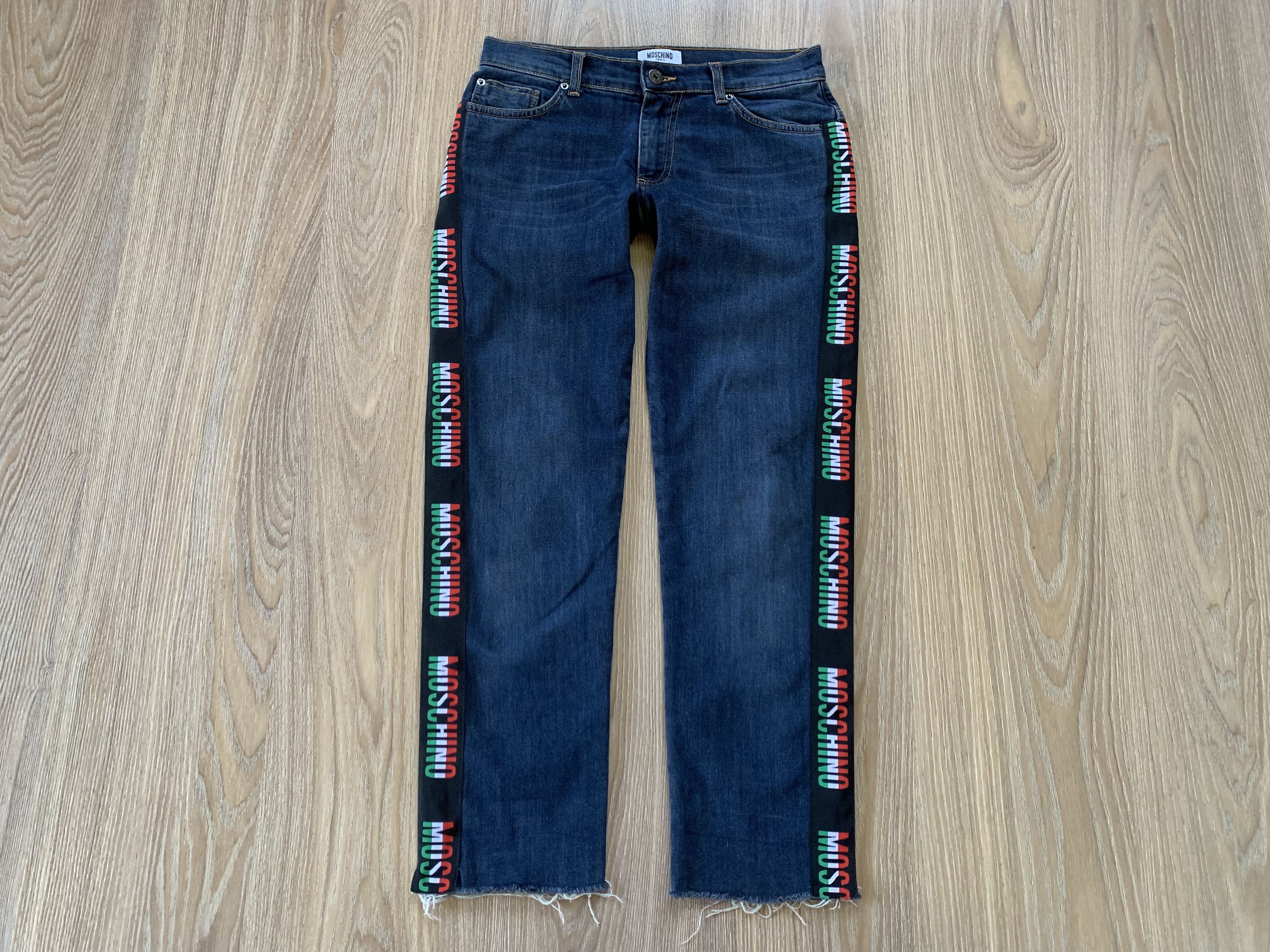 Moschino Moschino Teen Junior Stripe Lampas Multilogo Jeans Size US 26 / EU 42 - 2 Thumbnail