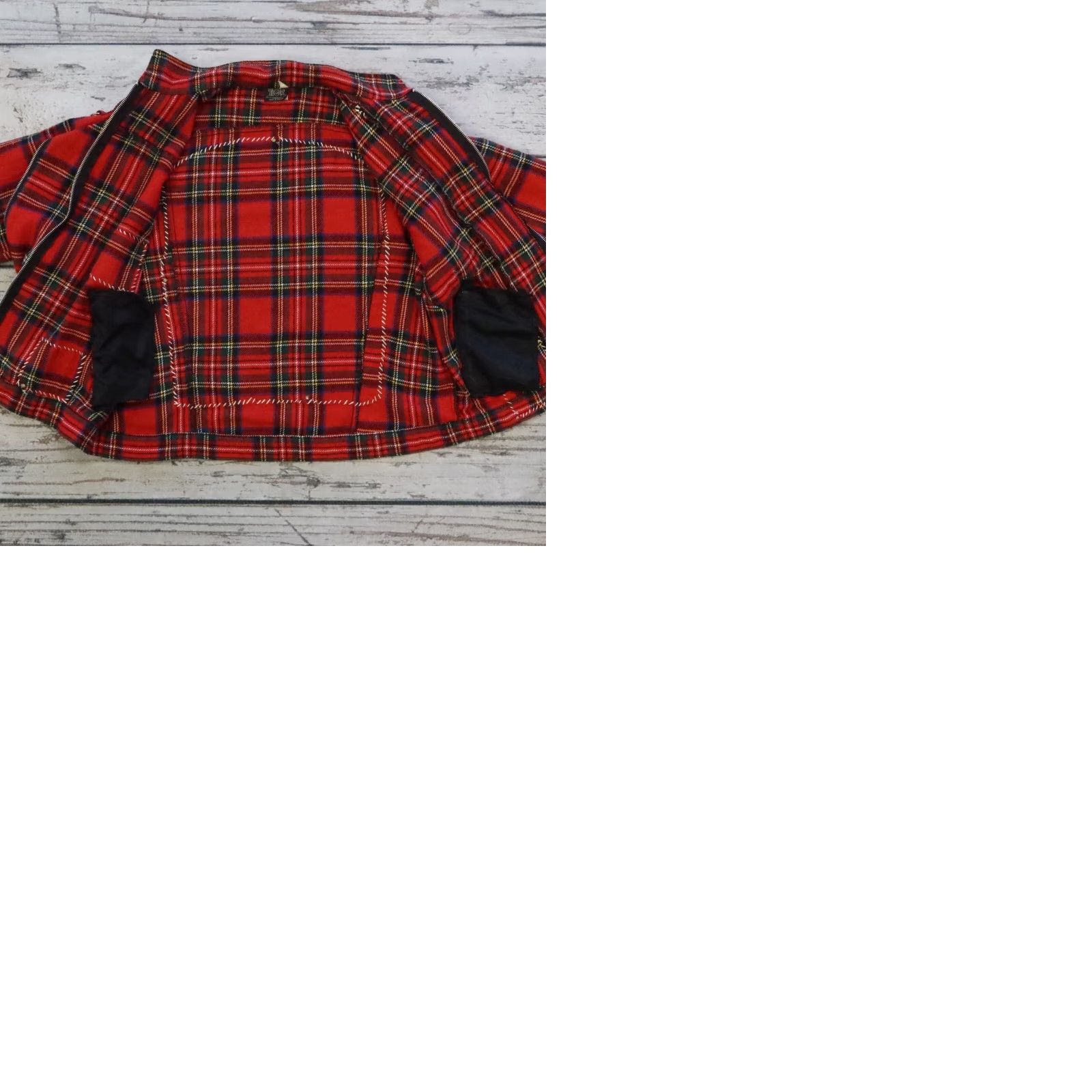 Vintage VINTAGE Tiger of London Main Street Saints Patchwork Plaid Biker Jacket Mens L Red Size US L / EU 52-54 / 3 - 10 Thumbnail