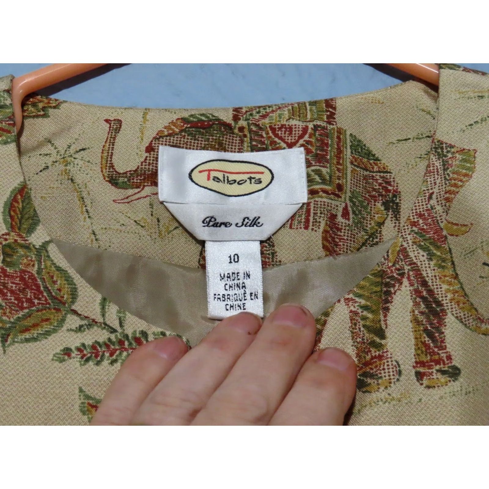 Talbots Talbots Blazer Dress Jacket Women 10 Silk Brown Elephant Floral Long Sleeve Button Lined SMALL? Size L / US 10 / IT 46 - 6 Thumbnail