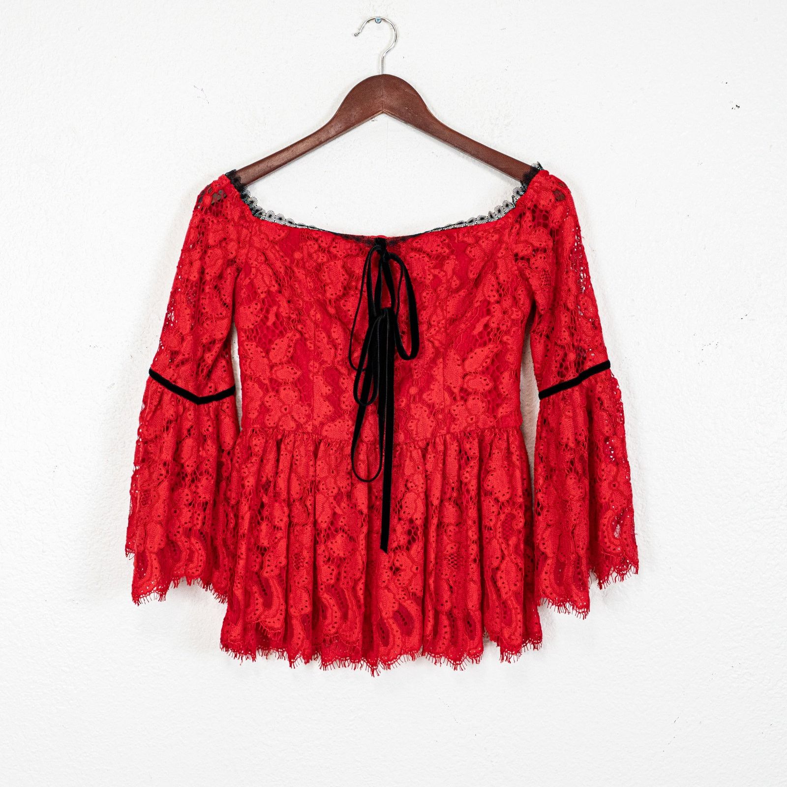 ALEXIS ALEXIS Red Lace Grace Top off-shoulder peplum Boho Small Size S / US 4 / IT 40 - 6 Thumbnail