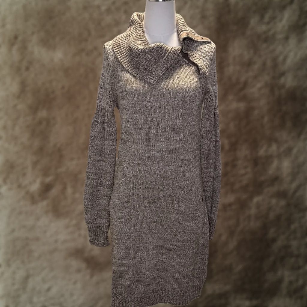 Prana prAna Sweater Dress Womens M Beige Marled Cowl Neck Long Sleeve Pockets Knit Size M / US 6-8 / IT 42-44 - 1 Thumbnail
