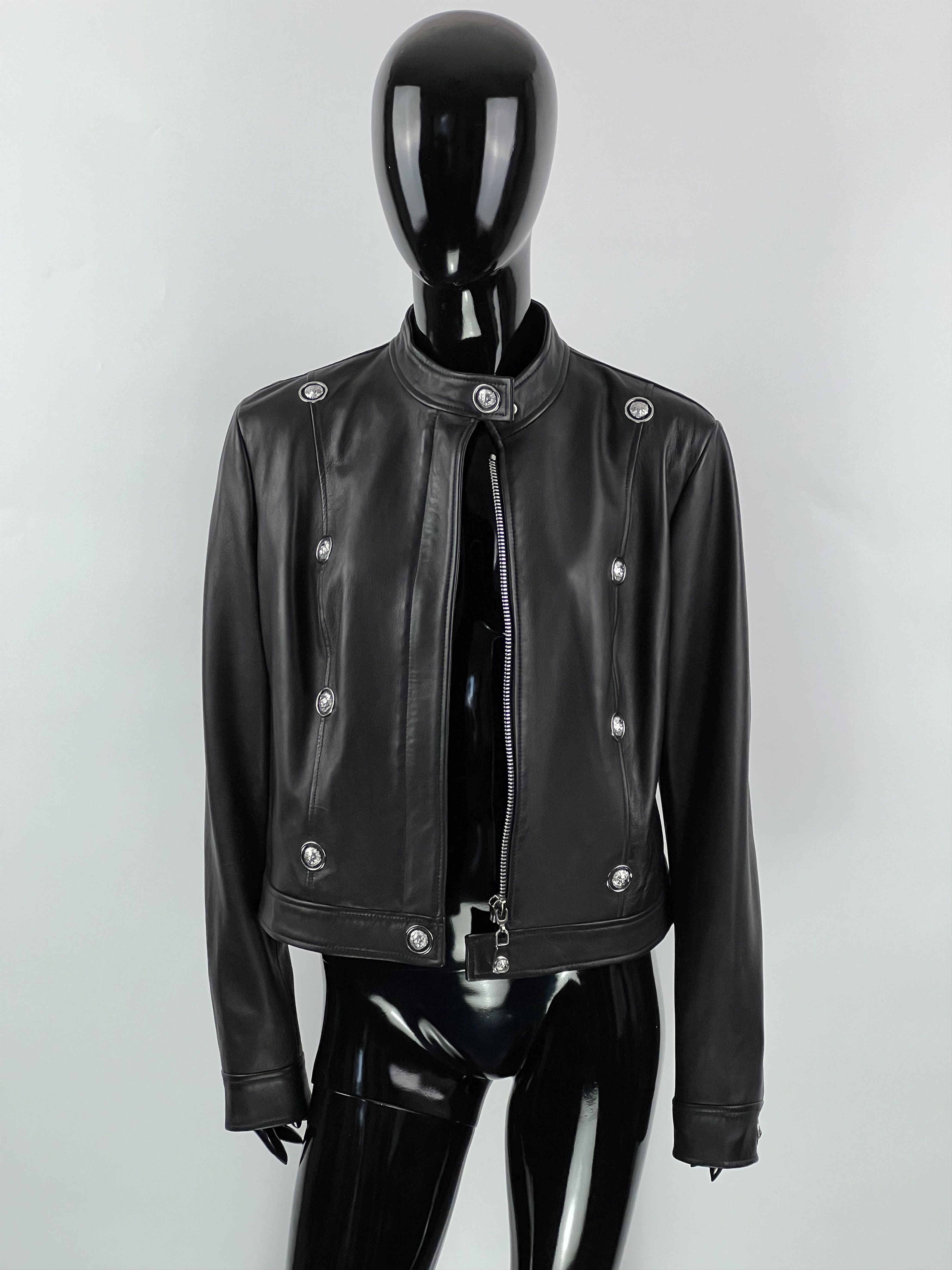 Versace Versus Versace Black Leather Full Zip Jacket Size IT46 Size L / US 10 / IT 46 - 2 Thumbnail