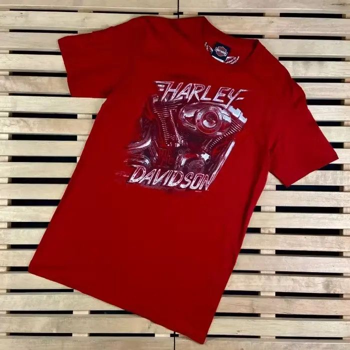 Harley Davidson T Shirt Vintage Harley Davidson M Red Big Print Weser - EMS Size US M / EU 48-50 / 2 - 1 Thumbnail