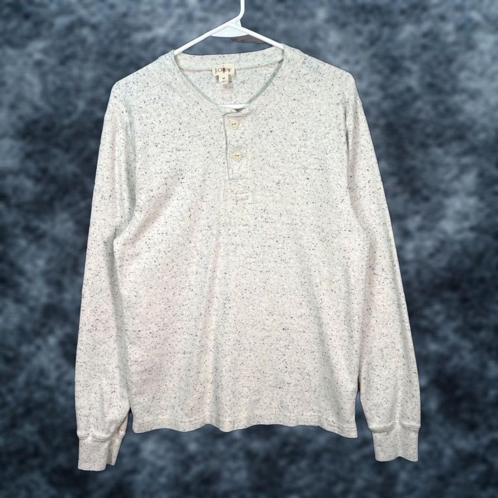 J.Crew J. Crew Mens Medium Light Gray Speckled Henley Shirt Long Sleeve 100% Cotton Shirt Button-Up Casual Classic Fall Winter Spring Mens Size US M / EU 48-50 / 2 - 1 Thumbnail