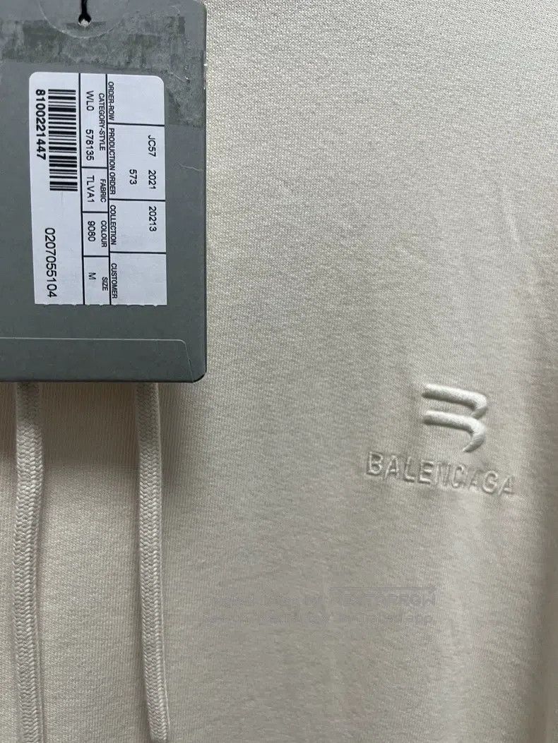 Balenciaga Balenciaga Beige Double Logo Hooded Sweatshirt Size US M / EU 48-50 / 2 - 3 Thumbnail