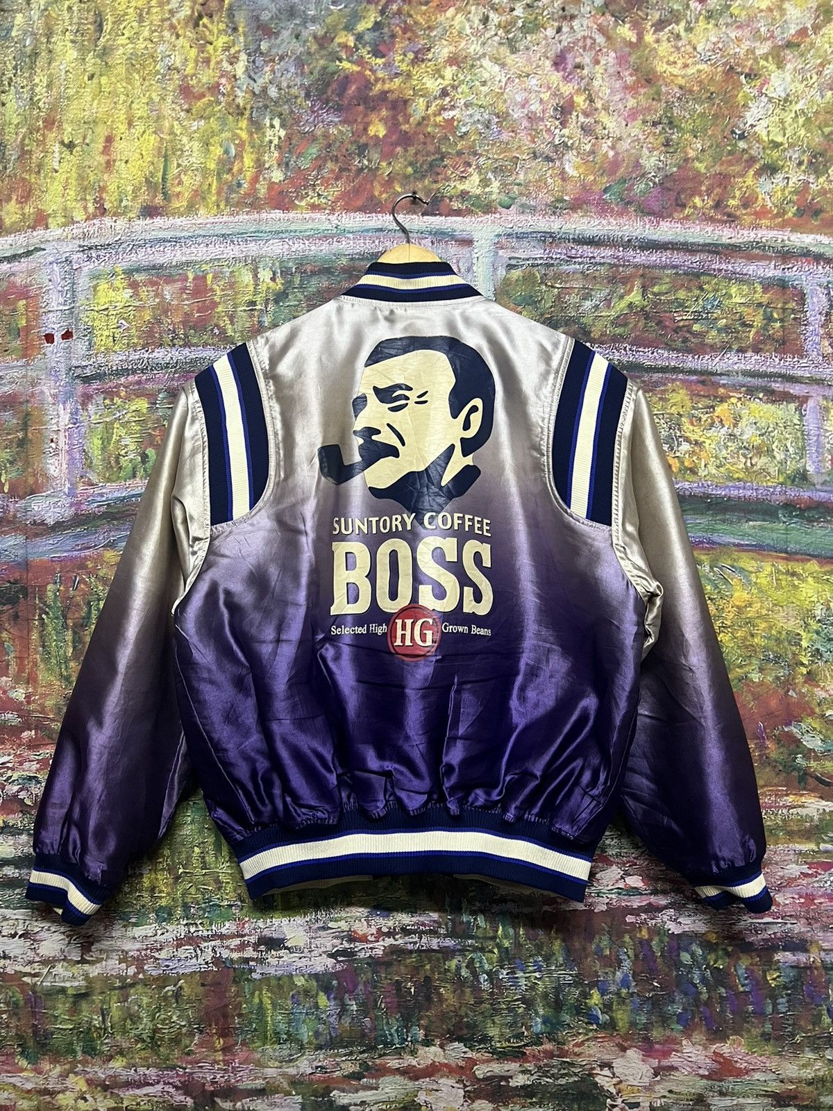 Vintage suntory boss coffee varsity jacket big logo