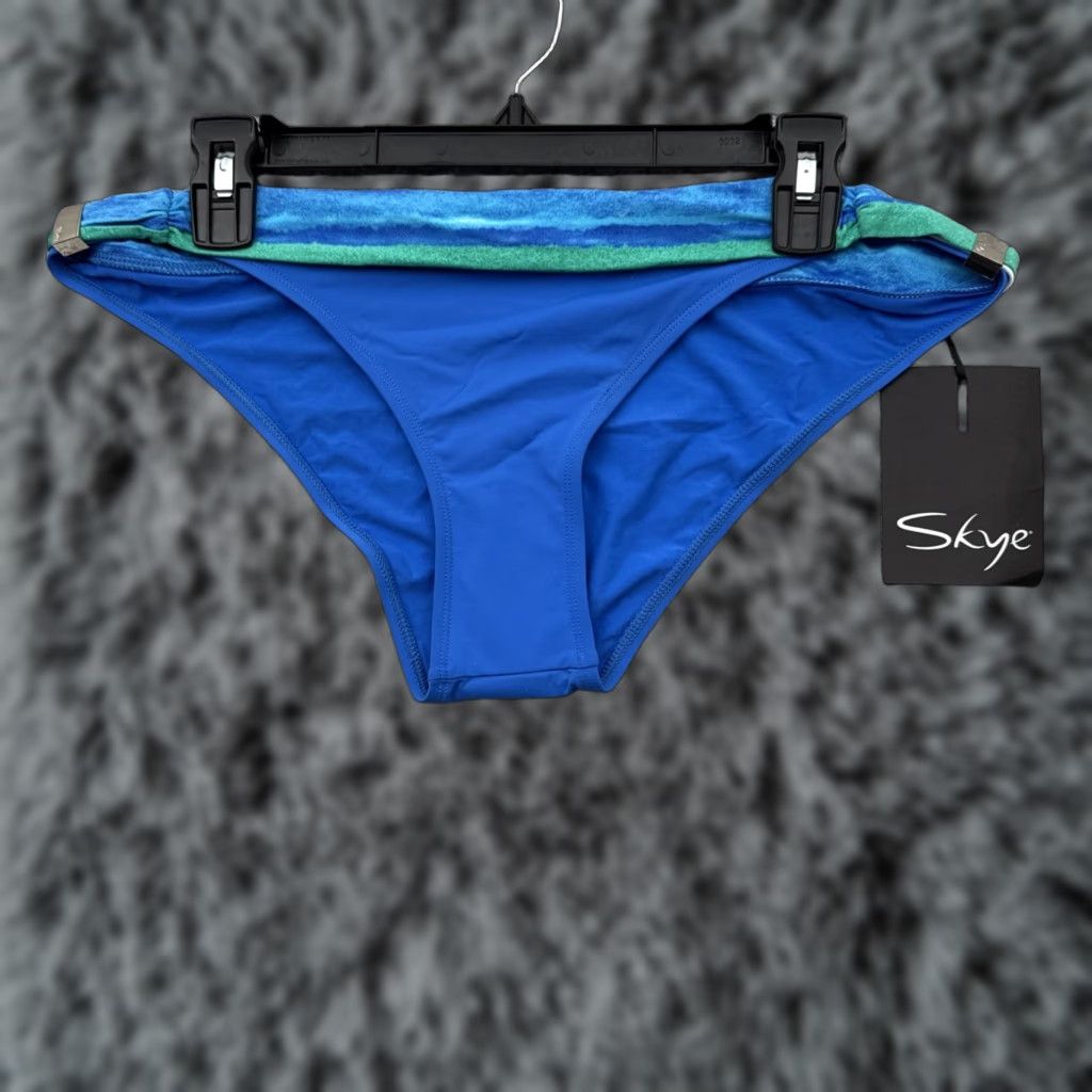 Swims Skye Swim Bottom Womens Size XL Striped Retro Y2K Resort Beach Swimwear Summer Blue Nylon Spandex Bikini Bottom for Women Size 40" / US 18 - 1 Thumbnail