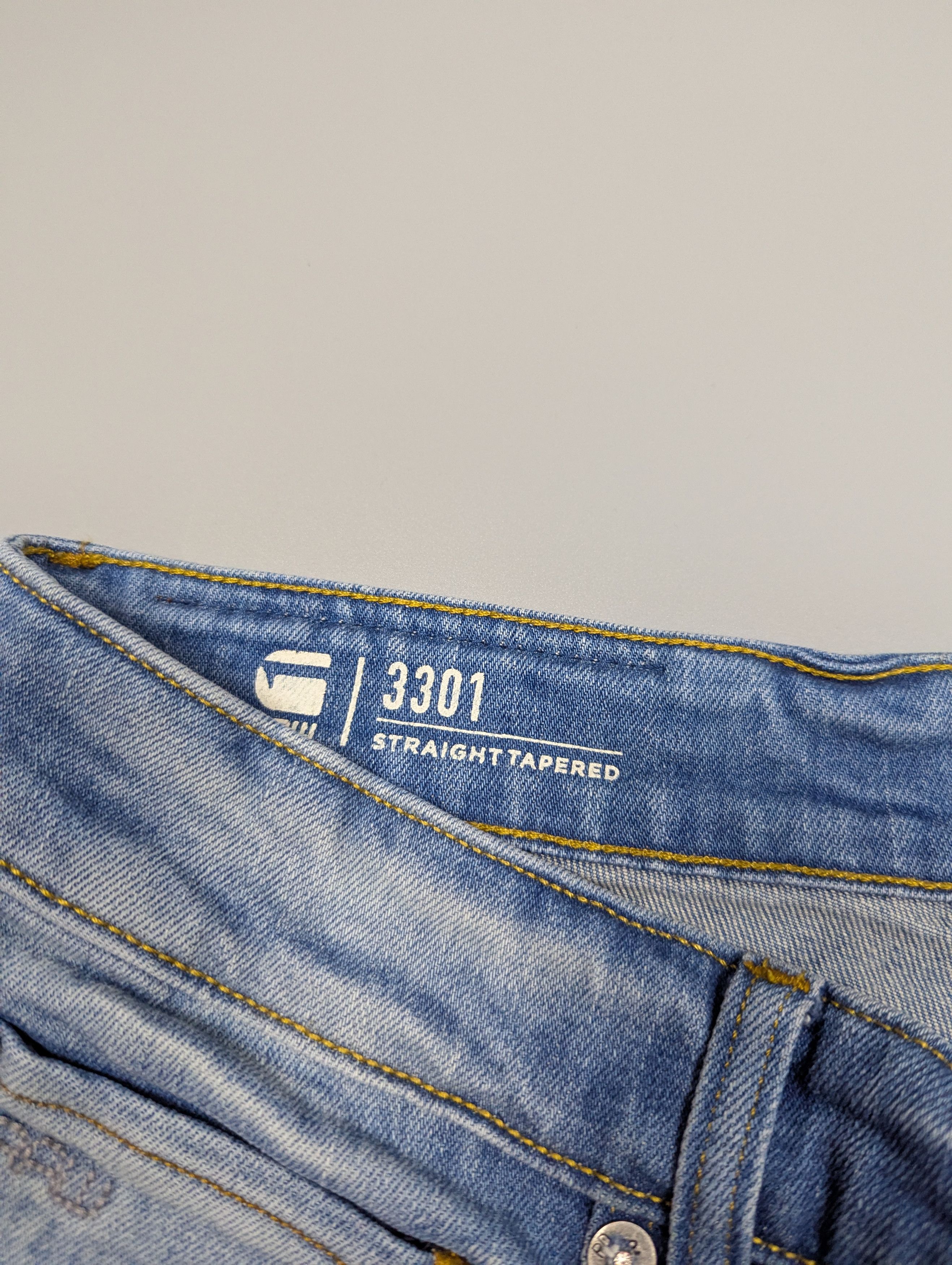 G-Star G - Star RAW Distressed Light Blue Straight Tapered Jeans Size US 33 - 6 Thumbnail