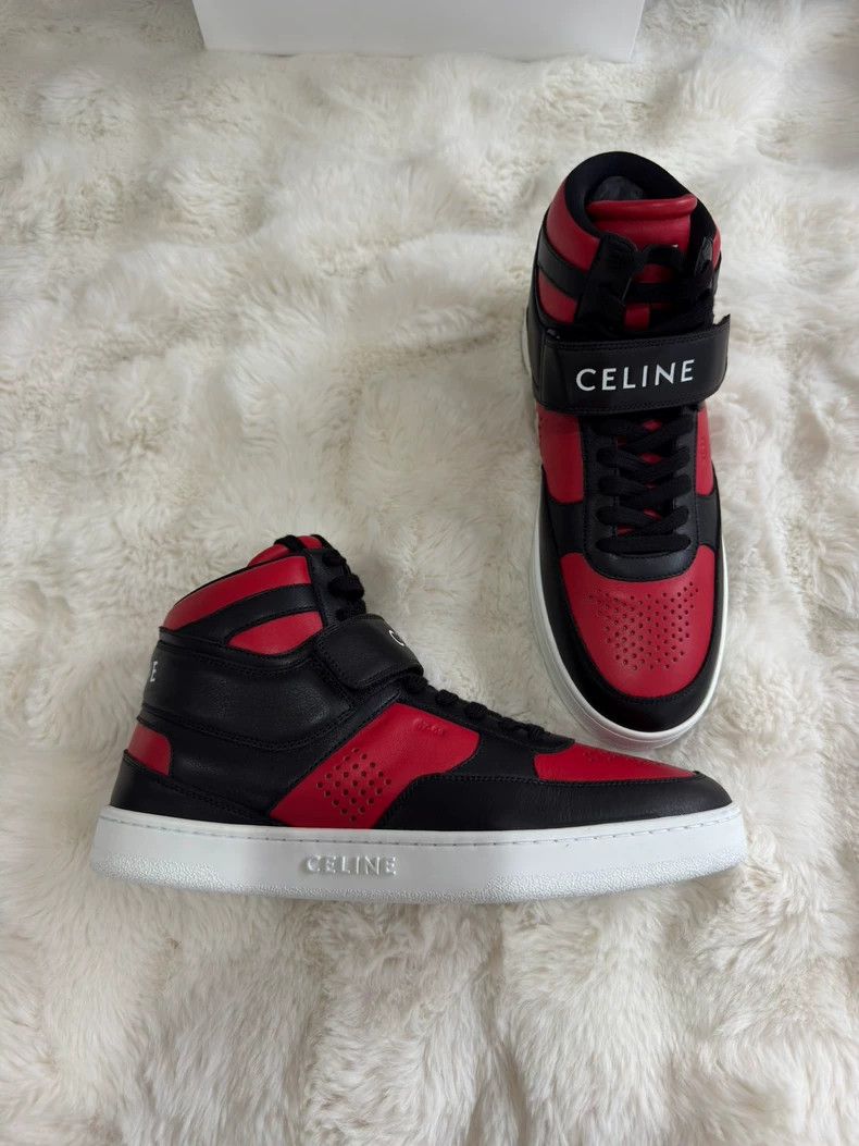Celine Celine Red and black leather high-top sneakers Size US 9 / EU 42 - 1 Thumbnail