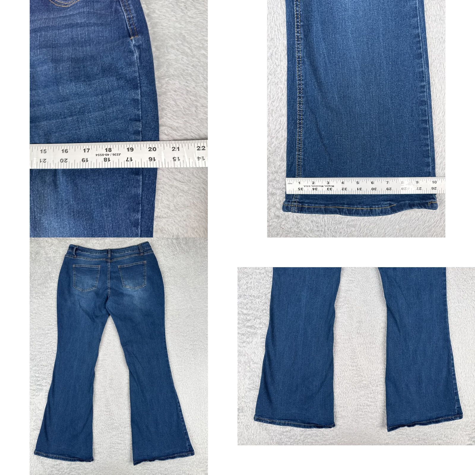 Vintage Womens Jeans 32x30 Blue Denim Flared Mid Rise Cotton Blend Med Wash Size 24" / US 00 / IT 34 - 9 Thumbnail
