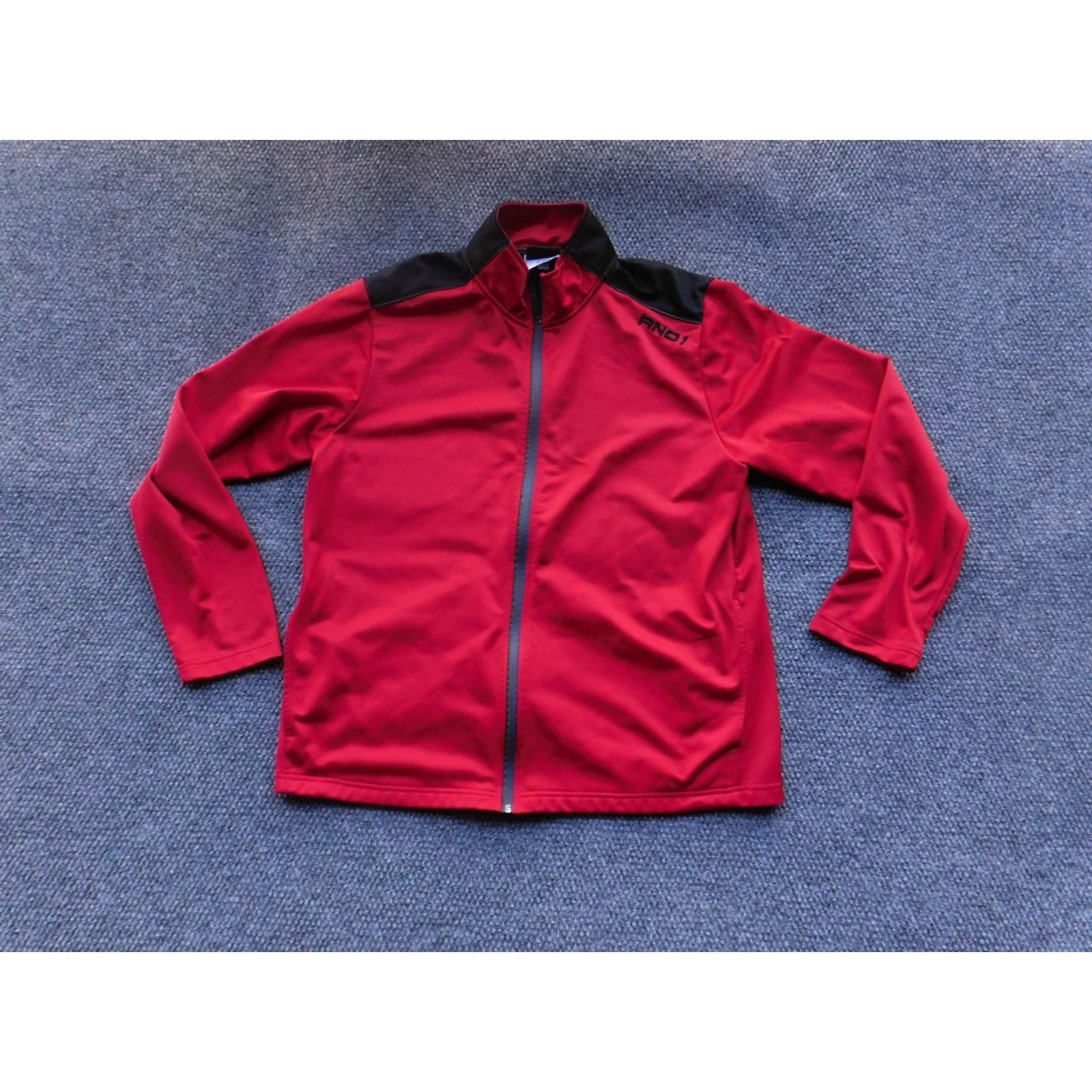 Vintage AND1 Jacket Mens XL Red Black Full Zip Performance Track Warm Up Athletic Top Size US XL / EU 56 / 4 - 2 Thumbnail