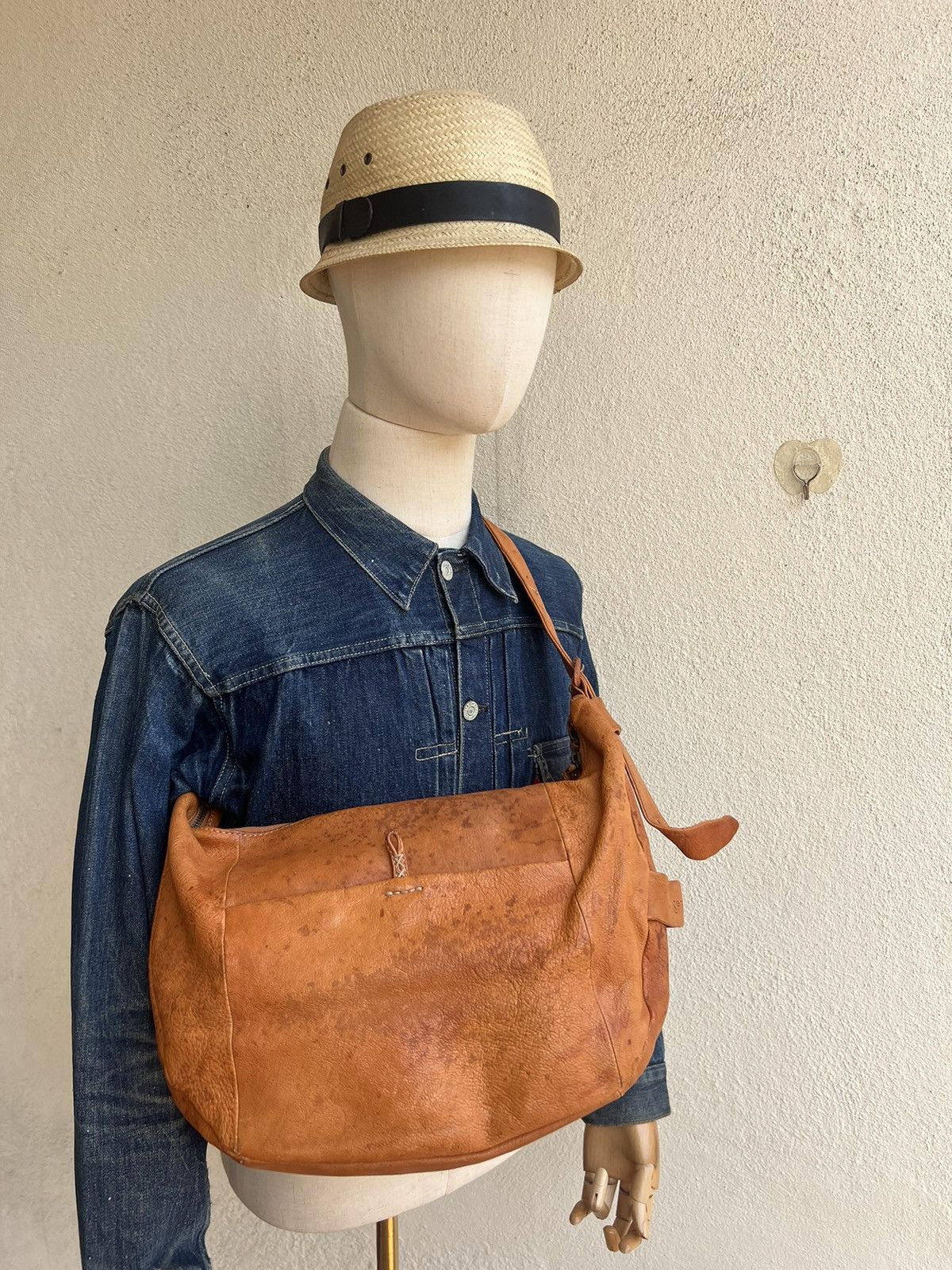 Leather Genten Japan Fade Patina Leather Bag Banana Size ONE SIZE - 2 Thumbnail
