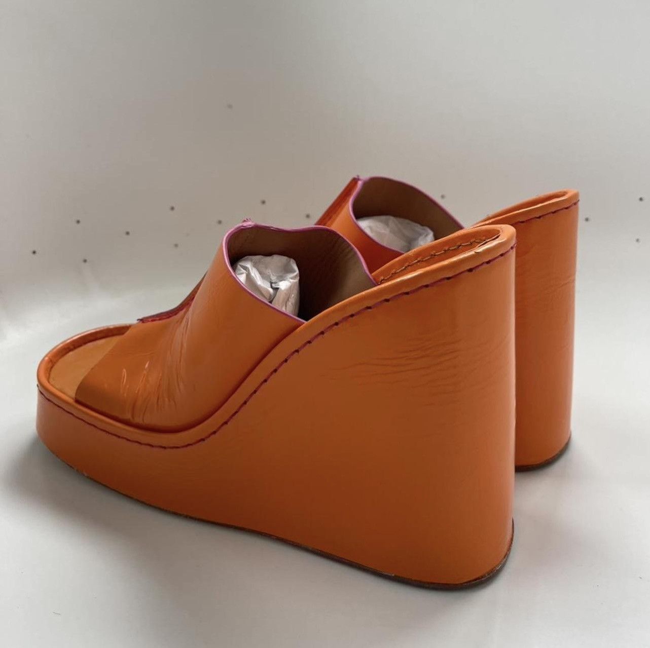 Miista Miista Rhea Platform Sandal Heels in Orange Leather Size US 8 / IT 38 - 5 Thumbnail