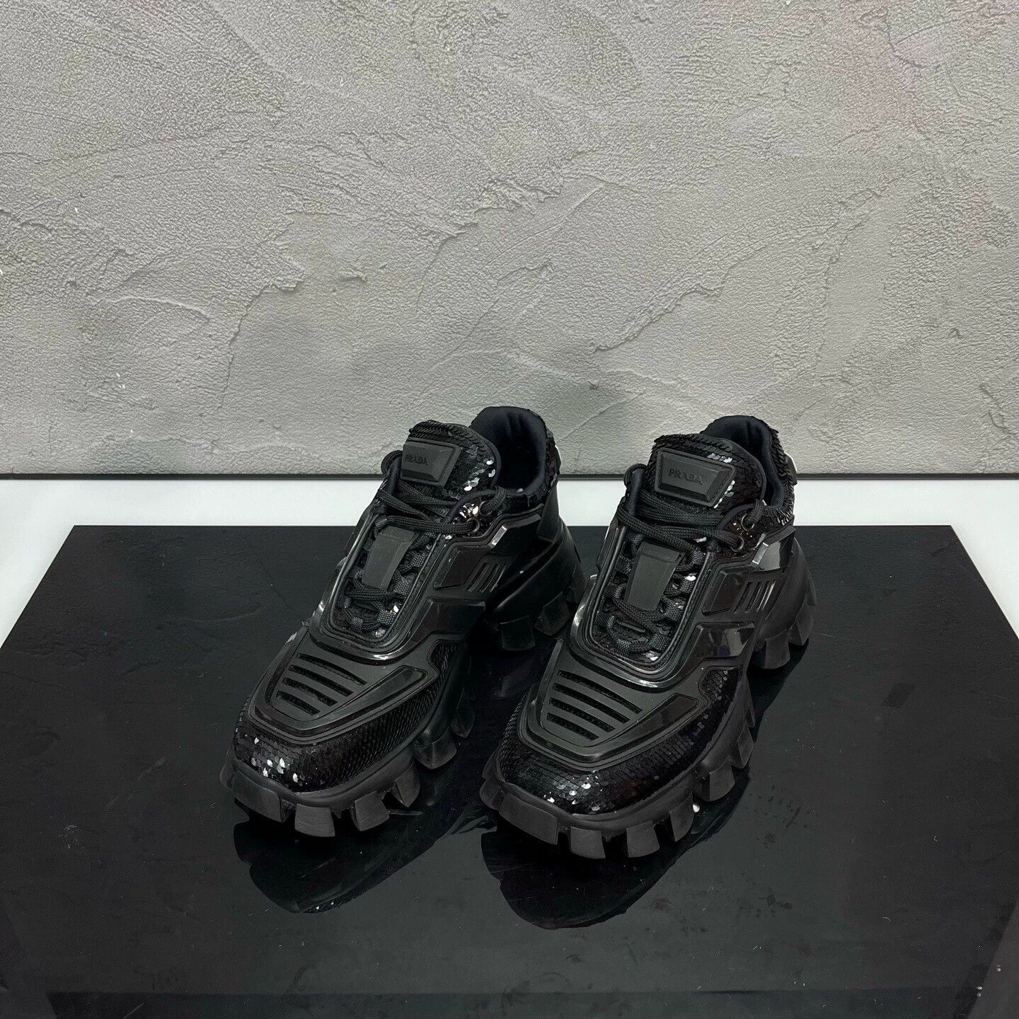 Prada Prada Sequined Platform Zigzag-Sole Sneakers 99 New 37 Size US 6 / IT 36 - 1 Thumbnail