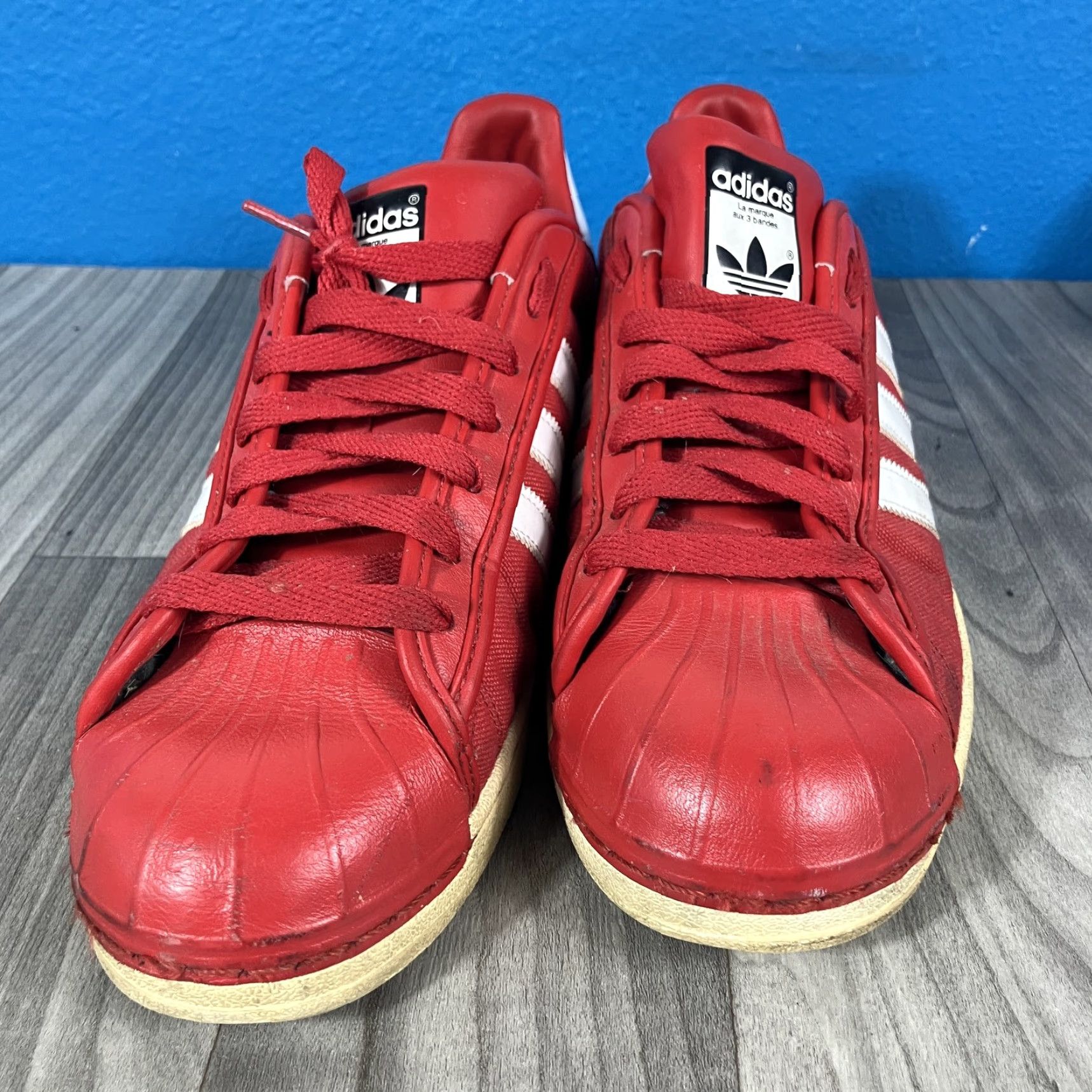 Adidas VINTAGE Adidas Superstar Sneaker Men US 9.5 UK 9 Shell Toe 3-Stripes Red White Cream Casual Walking Size US 10 / EU 43 - 3 Thumbnail