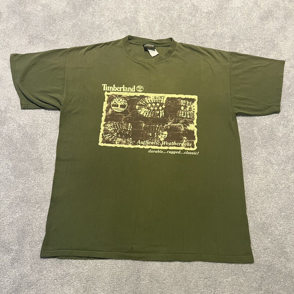 Timberland × Vintage Vintage 1990s Timberland Authentic Weathergear Boot Logo Tee Size US XL / EU 56 / 4 - 2 Thumbnail