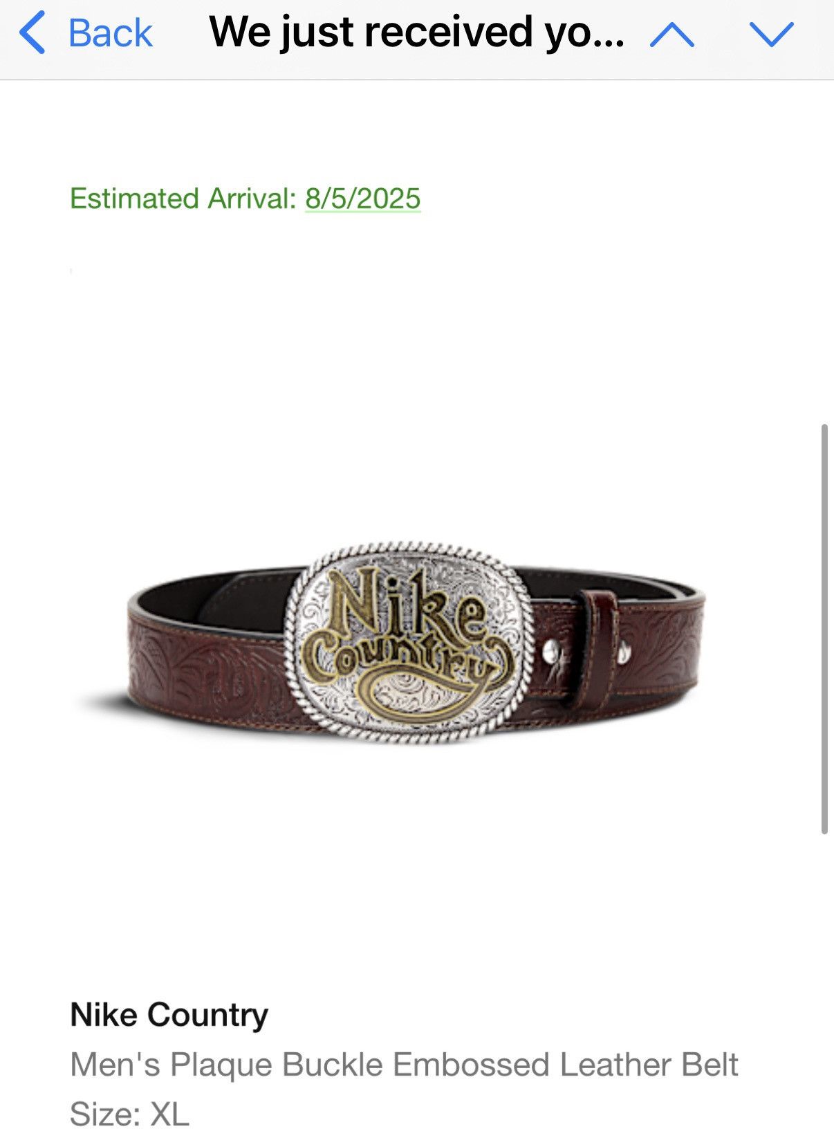 Nike Nike Country Plaque Buckle Embossed Leather Belt Size: XL Size 42 - 1 Preview