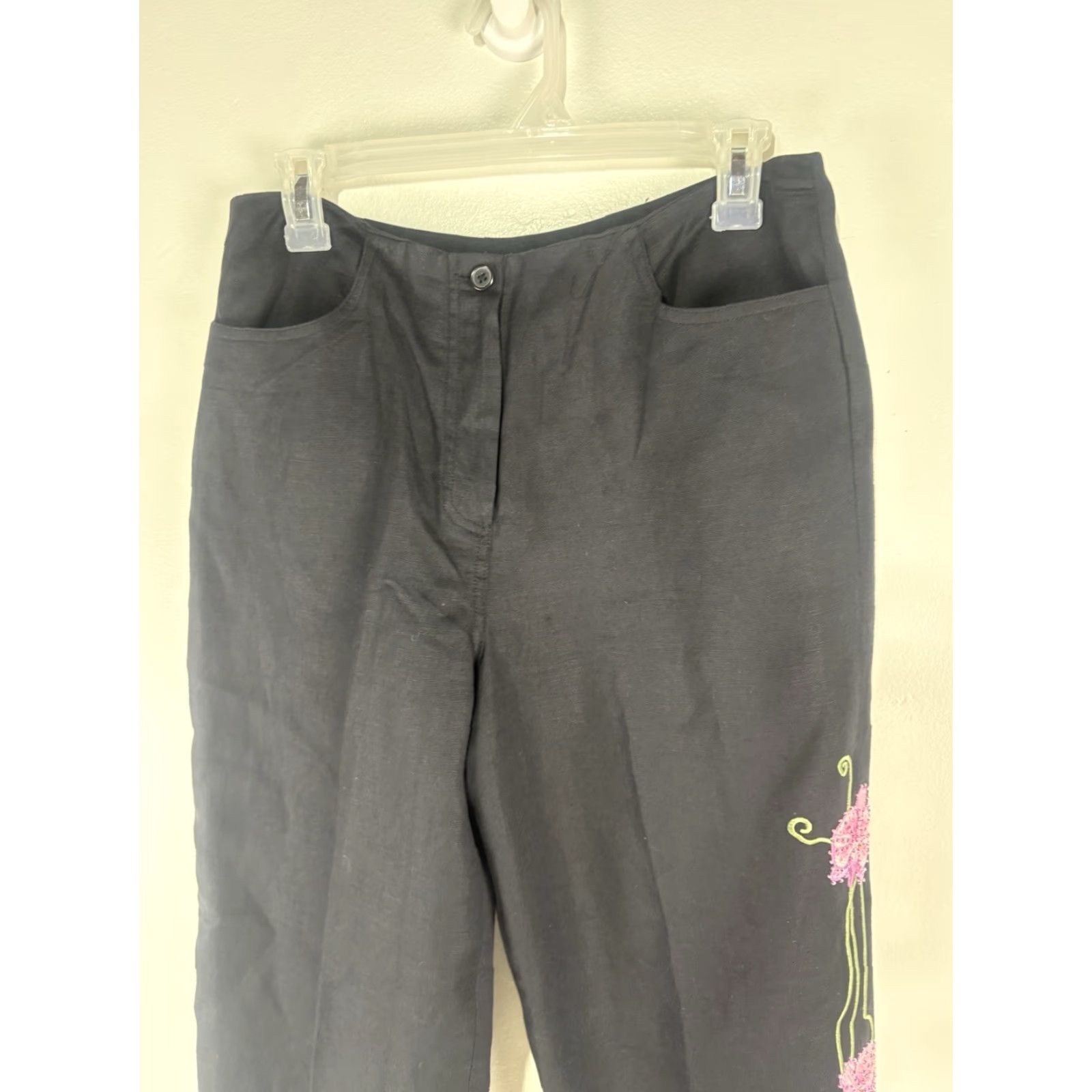 Vintage Larry Levine Black Linen Blend Cropped Dress Pants Womens Size 8 Size 30" / US 8 / IT 44 - 3 Thumbnail