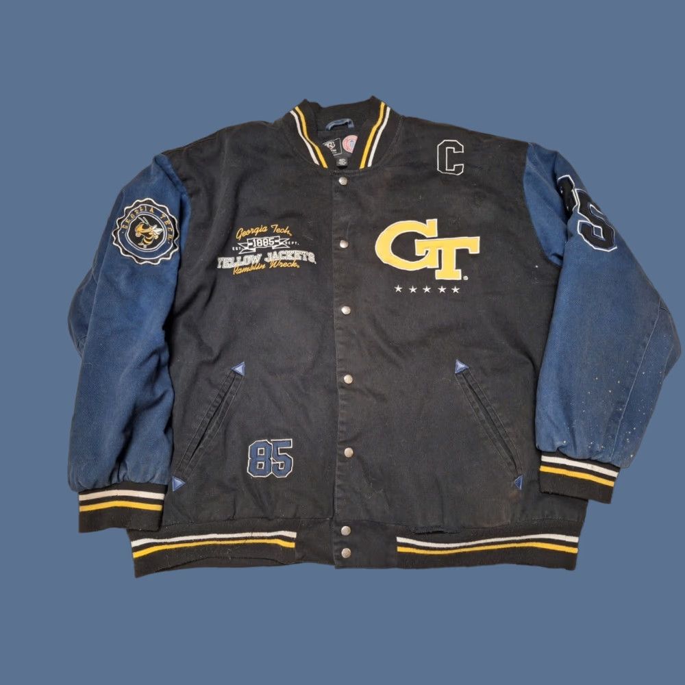 NCAA NCAA Georgia Tech Yellow Jackets Bomber Jacket 5XL Mens Multicolor Varsity 80s Read Size US XXL / EU 58 / 5 - 1 Thumbnail