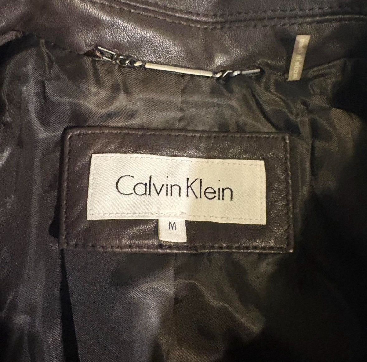 Calvin Klein Calvin Klein Brown Leather Jacket – Button Front – Size M Size M / US 6-8 / IT 42-44 - 3 Thumbnail