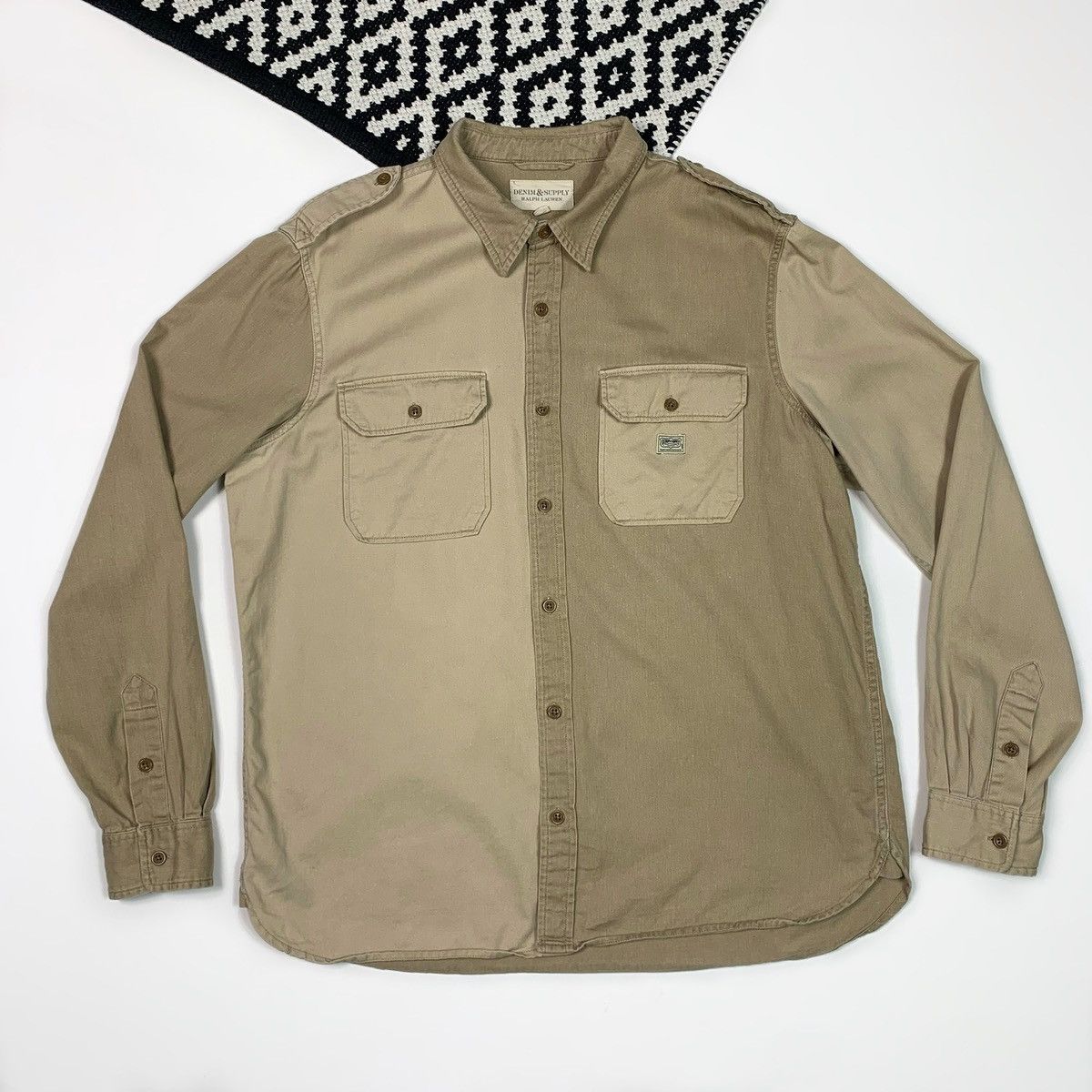 Denim & Supply Ralph Lauren × Ralph Lauren × Vintage Denim & Supply Ralph Lauren Beige Shirt Pocket Size XL Size US XL / EU 56 / 4 - 1 Thumbnail