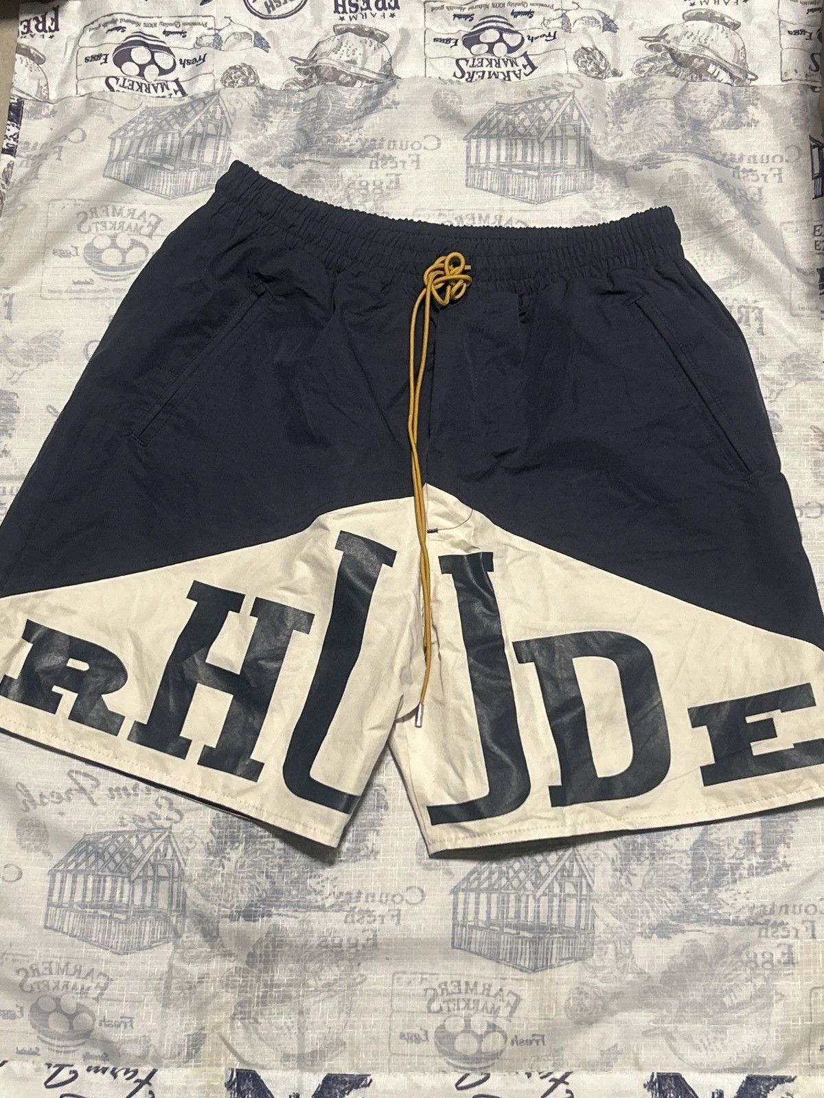 RHUDE Navy and Cream Yachting Short Size Large