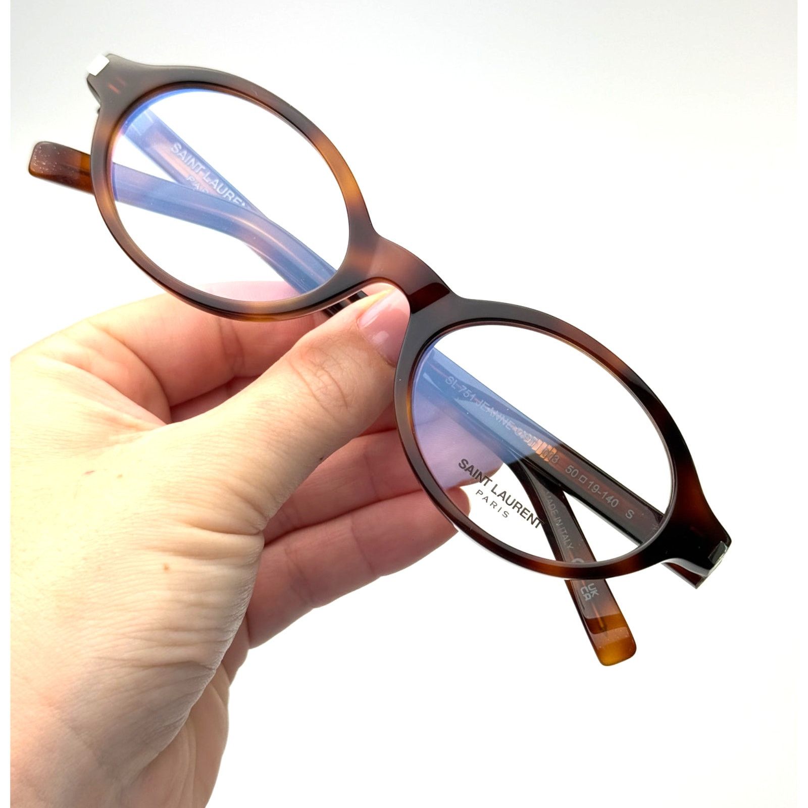 Saint Laurent Paris NEW Saint Laurent SL751 OPT 003 Shiny Havana/Blue LightBlock Size ONE SIZE - 9 Thumbnail