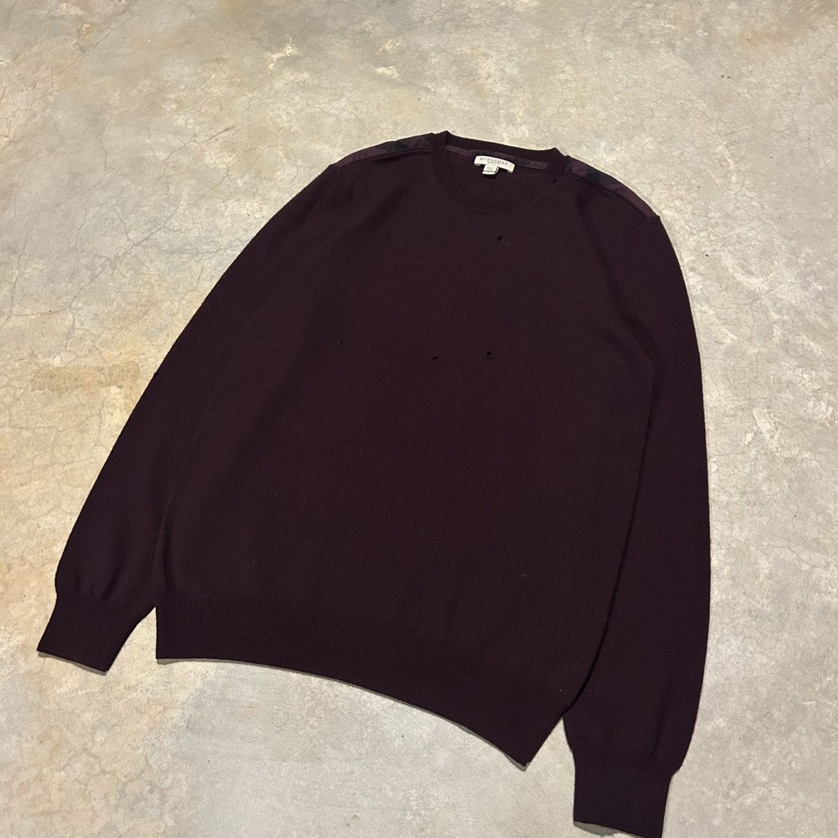 Burberry × Designer Burberry Nova Check Merino Wool Distressed Sweater Size US M / EU 48-50 / 2 - 2 Thumbnail