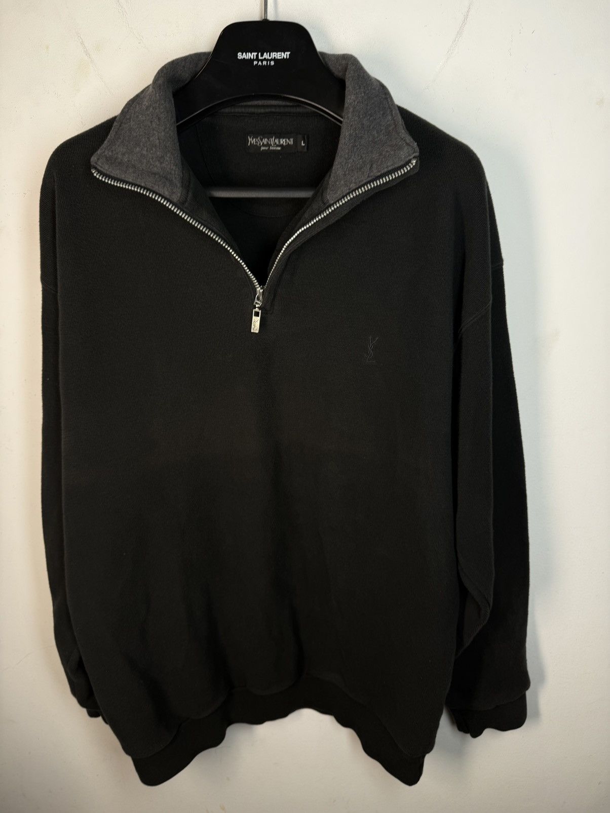 Yves Saint Laurent 90s YSL Sweatshirt 1/4 Quarter Zip Sweater Old Money Vintage Size US L / EU 52-54 / 3 - 16 Thumbnail