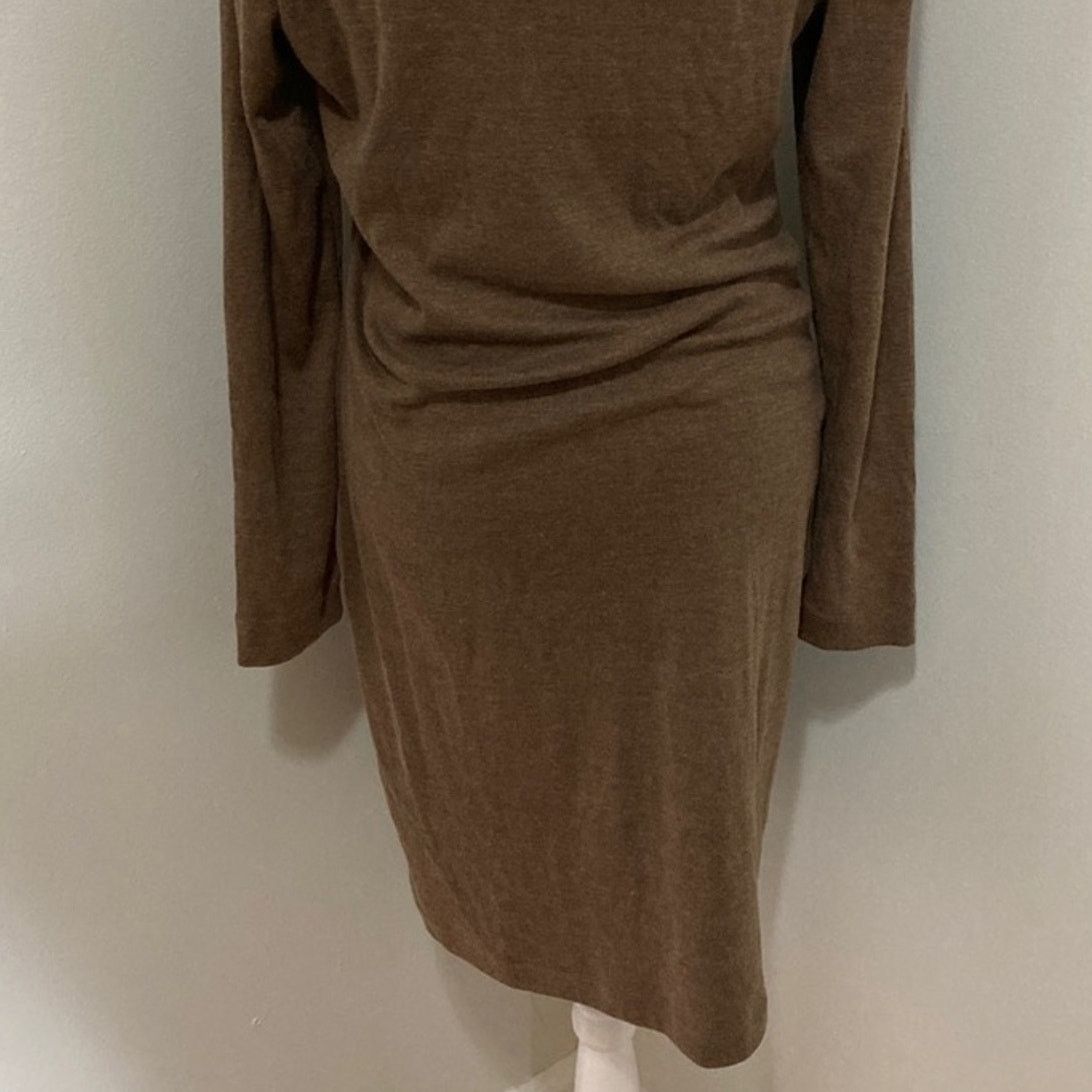 Lauren Ralph Lauren × Ralph Lauren Vtg LRL Mocha Cotton Dress M Quilted Shoulder Zip detail Size M / US 6-8 / IT 42-44 - 6 Thumbnail