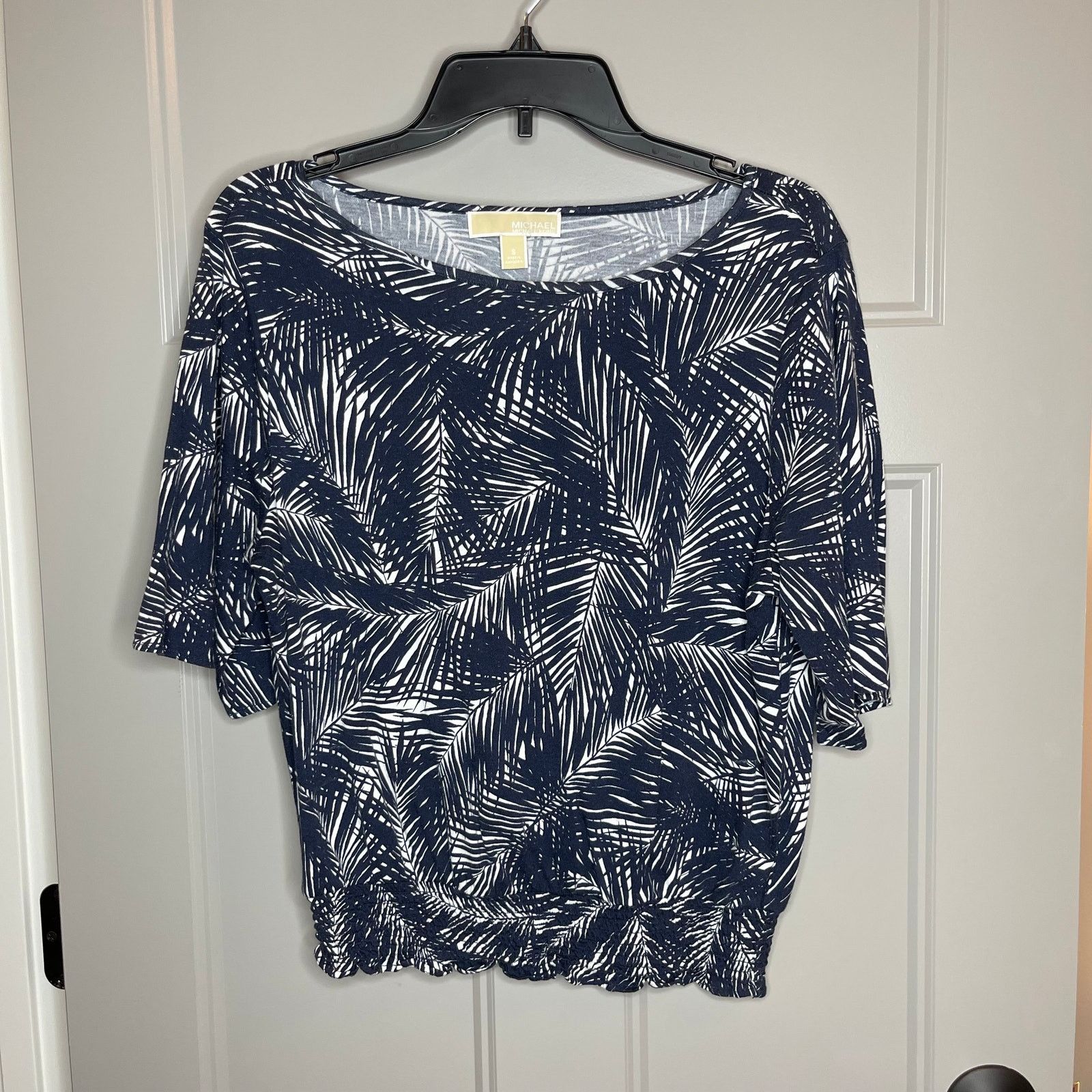 Michael Kors Michael Kors Pullover Leaf Print Blue short Sleeve Shirt, S Size S / US 4 / IT 40 - 2 Thumbnail