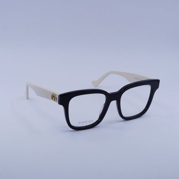 Gucci Gucci GG0958O 005 Eyeglasses Black/White 52mm Square Frame Size ONE SIZE - 4 Thumbnail