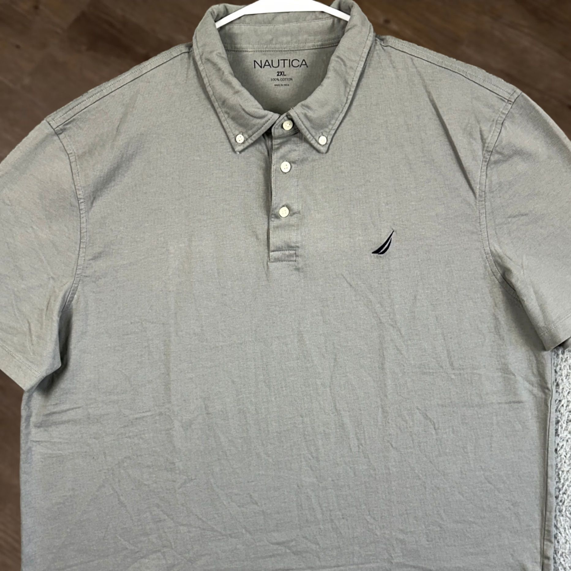 Nautica Nautica Polo Shirt Mens 2XL Light Gray Rugby Short Sleeve Logo Casual Cotton Size US XXL / EU 58 / 5 - 1 Thumbnail