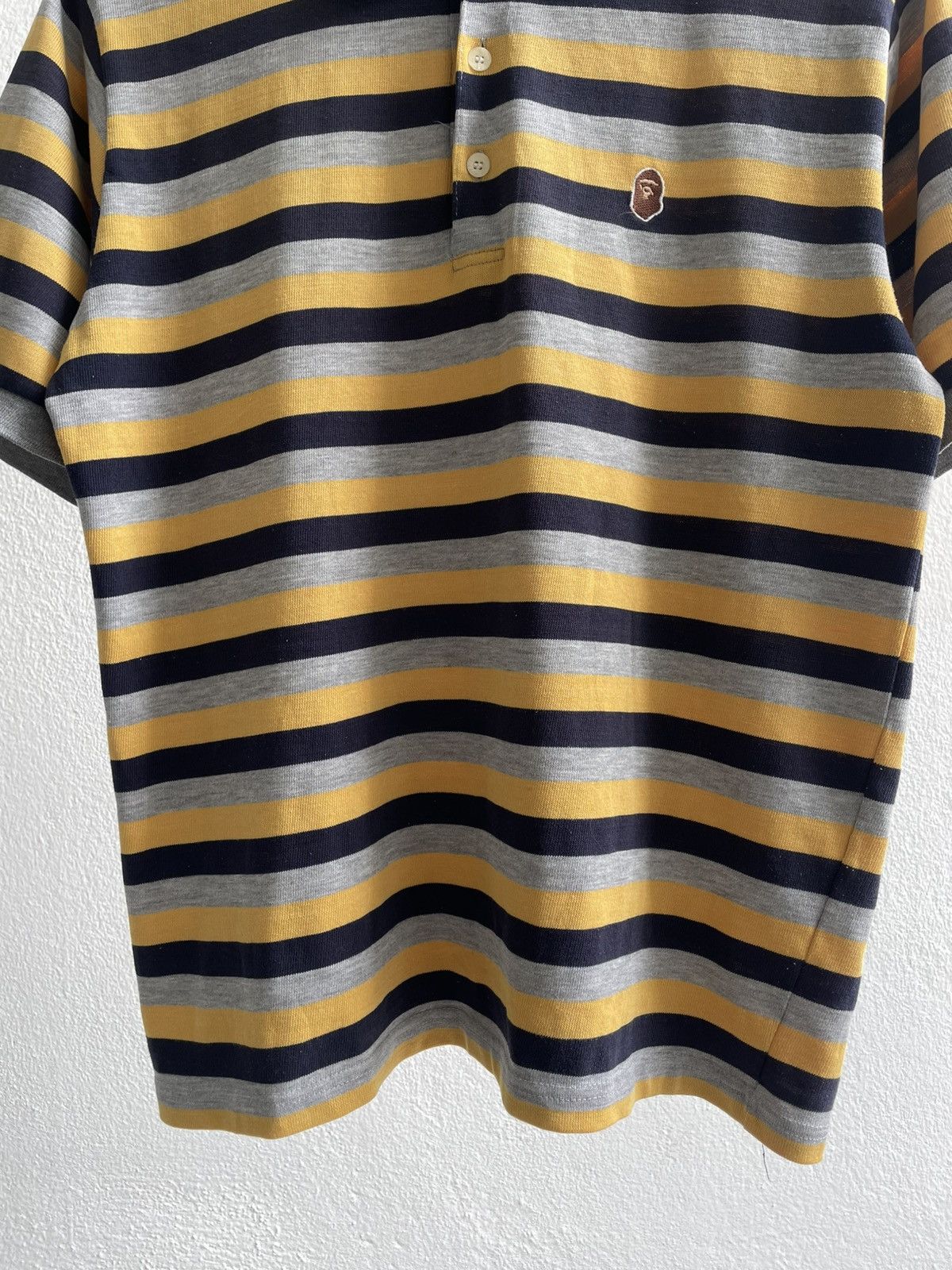 Bape A Bathing Ape Embroiderd Ape Logo Striped Polo Shirts Size US L / EU 52-54 / 3 - 6 Thumbnail