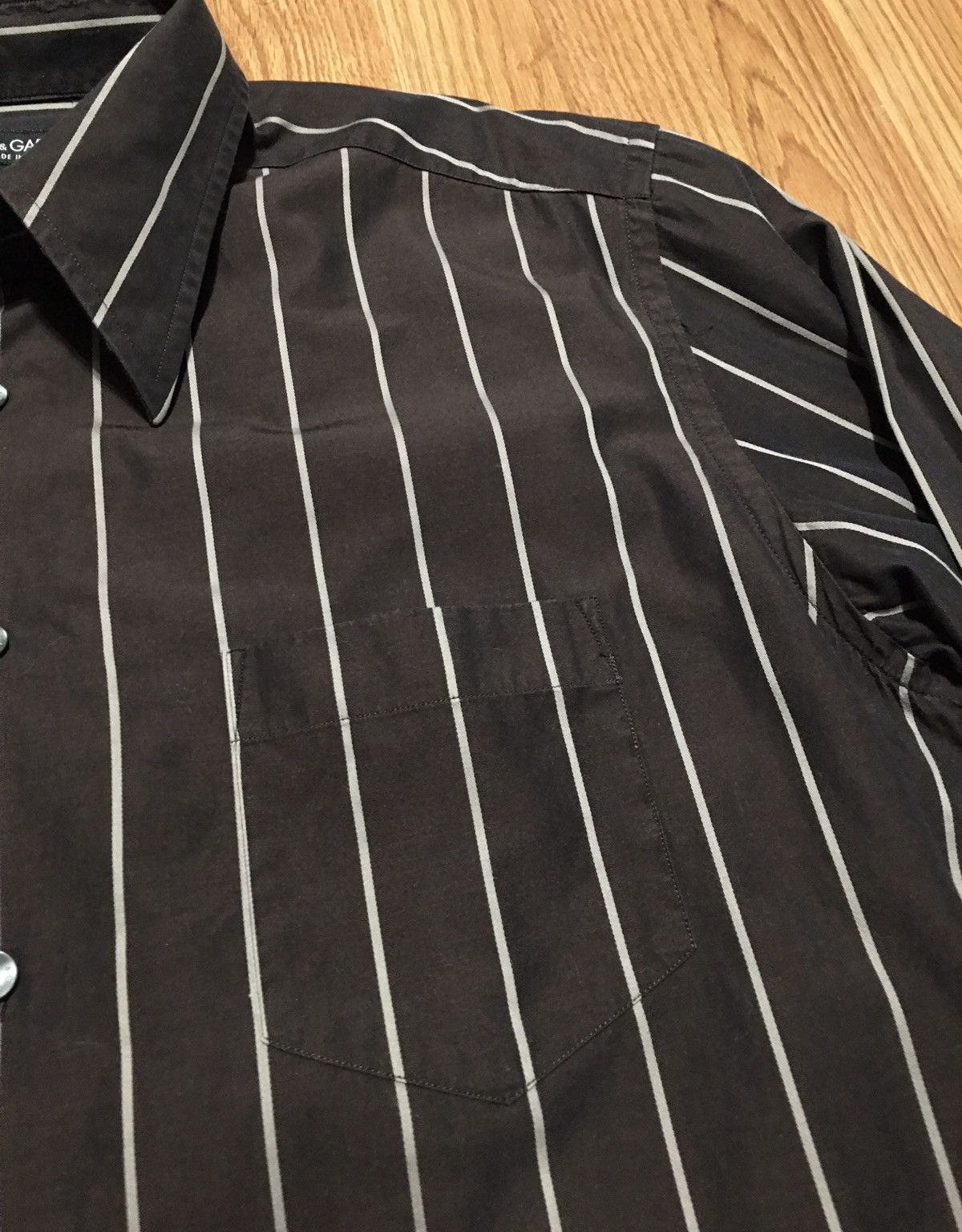Dolce & Gabbana Dolce & Gabbana Brown Stiped Mens Shirt 16.5 / 42 Size US L / EU 52-54 / 3 - 3 Thumbnail