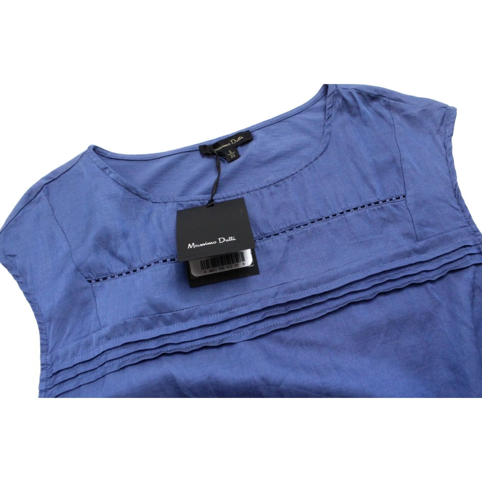 Massimo Dutti MASSIMO DUTTI 6731 T-Shirt Women Sleeveless Silk Blend Blue Size S / US 4 / IT 40 - 3 Thumbnail