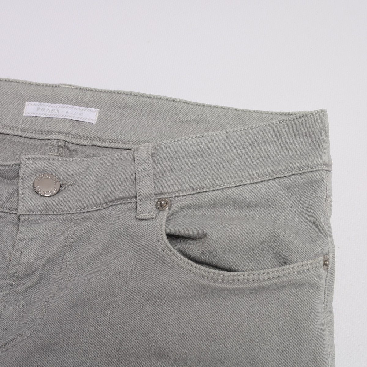 Prada Prada Gray Cotton Pants Logo Raw Edge Size 27" / US 4 / IT 40 - 10 Thumbnail