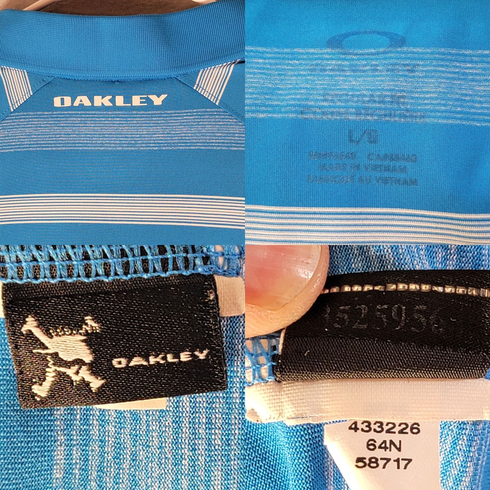 Oakley Oakley Golf Polo Shirt Mens L Regular Fit Blue Stripe OHydrolix Athletic Performance Shirt Size US L / EU 52-54 / 3 - 8 Thumbnail