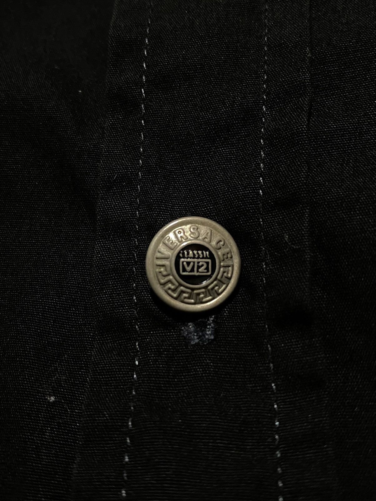Designer × Versace × Vintage VINTAGE VERSACE CLASSIC V2 BLACK ON BLACK FORMAL SHIRT Size US XL / EU 56 / 4 - 8 Thumbnail