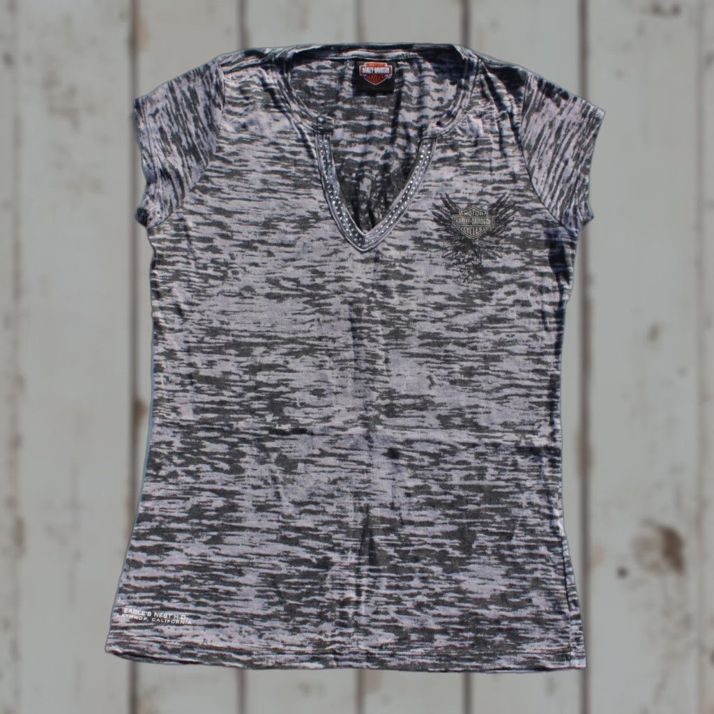 Harley Davidson Harley-Davidson Shirt Womens Short Sleeve T-Shirt Gray XS V-Neck Size XS / US 0-2 / IT 36-38 - 1 Thumbnail
