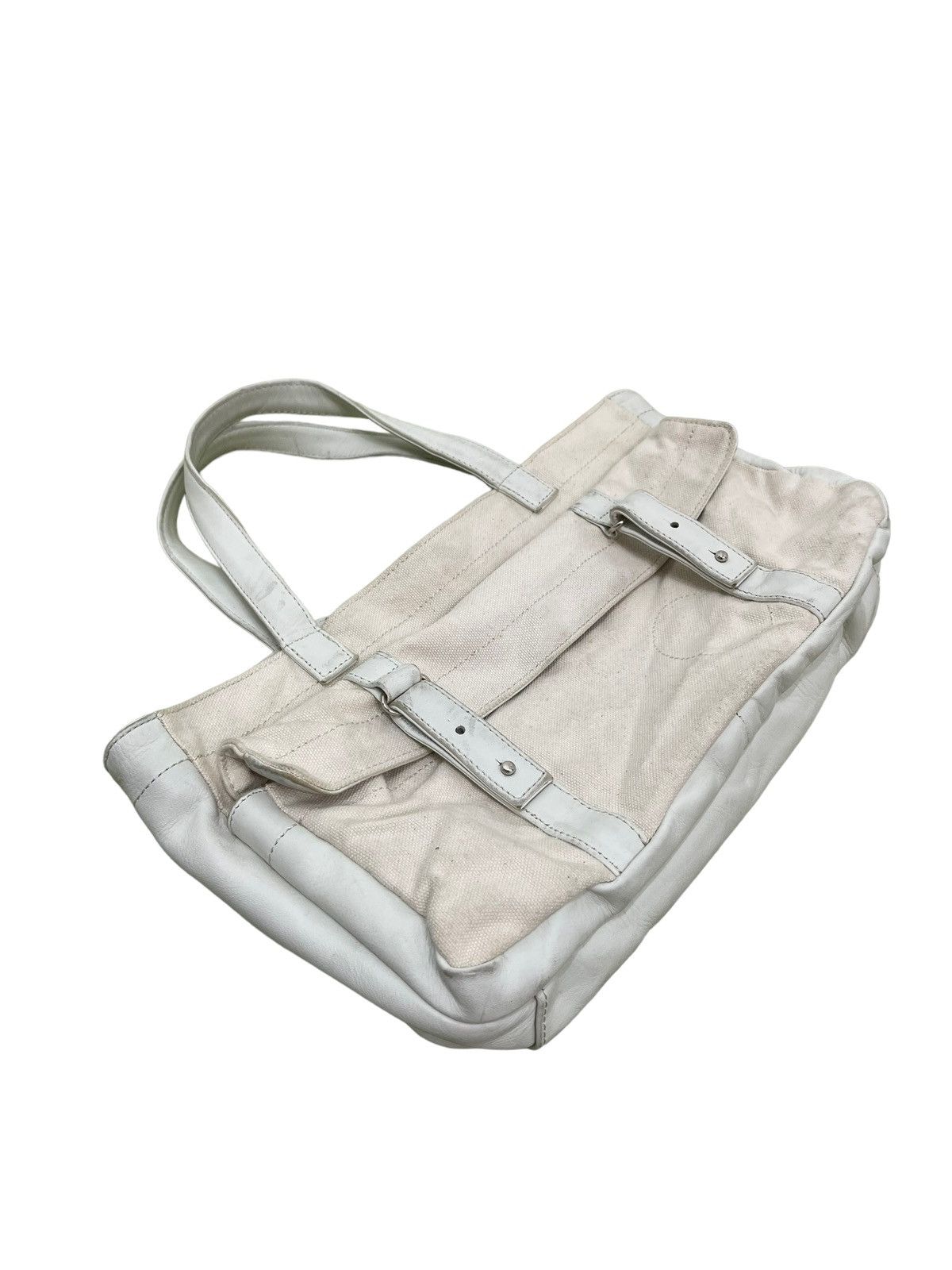 Yohji Yamamoto Yohji Yamamoto Tote Bag Leather Cotton Canvas Size ONE SIZE - 4 Thumbnail